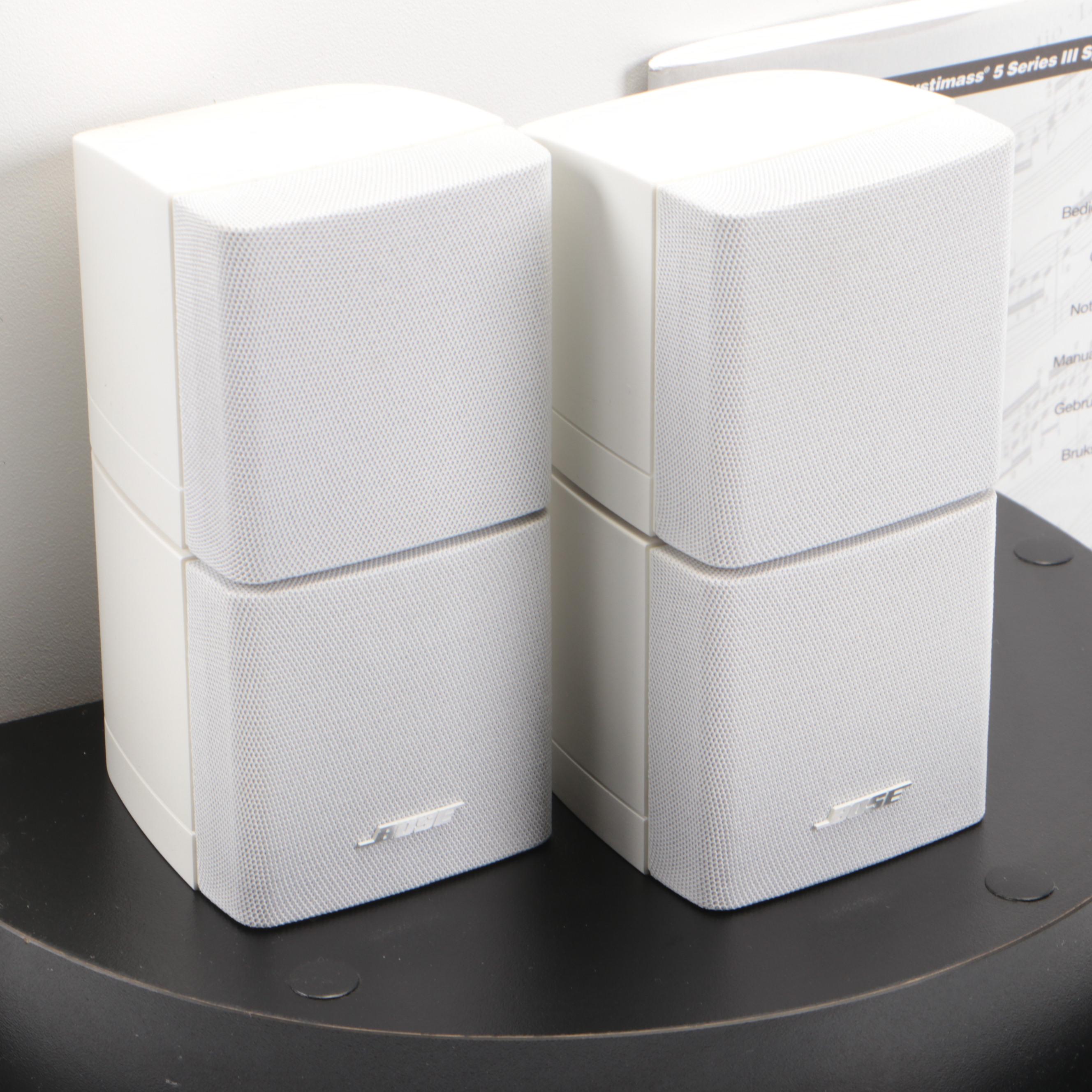 Bose Acoustimass 5 Series III Speaker System in White with Modern Wall Shelf