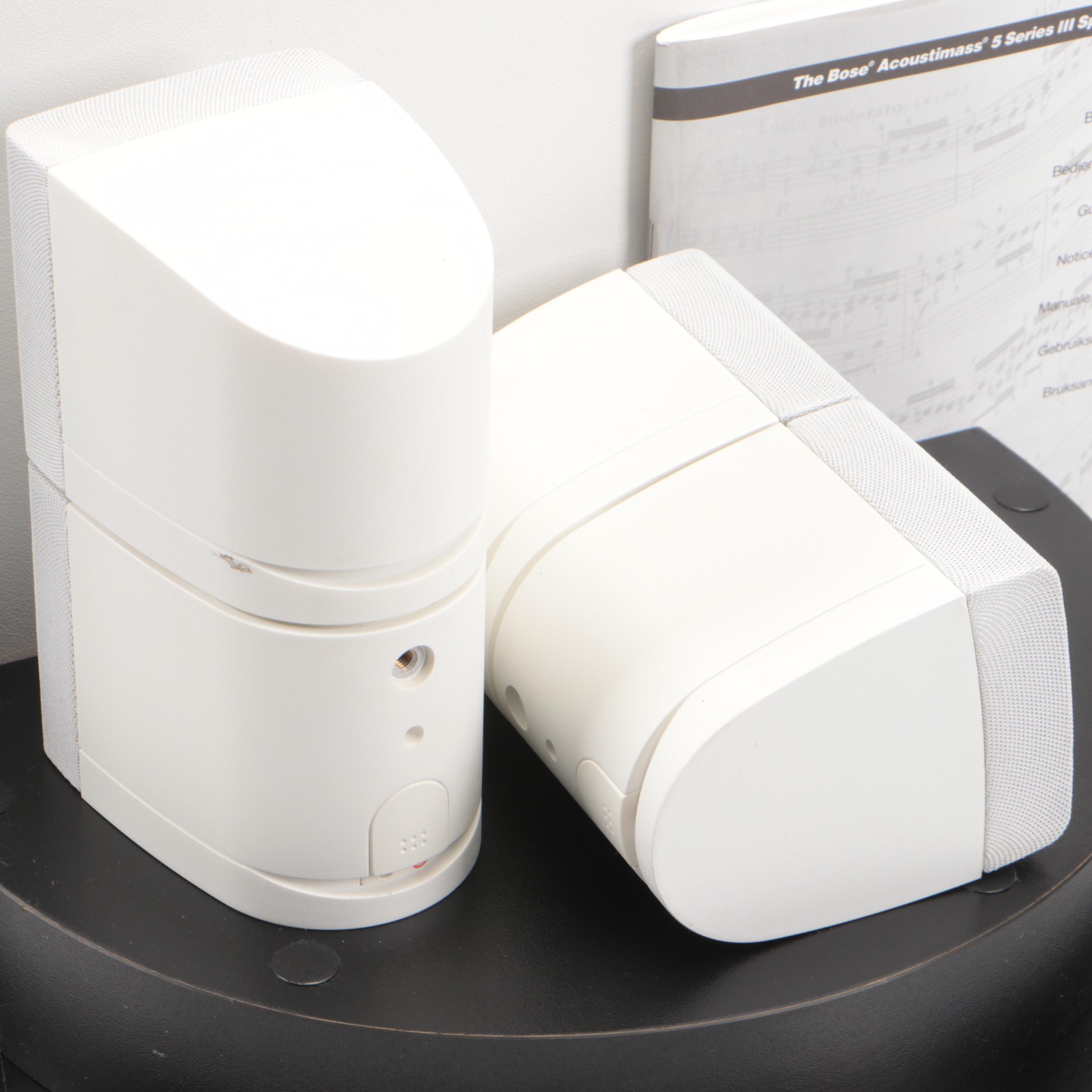 Bose Acoustimass 5 Series III Speaker System in White with Modern Wall Shelf