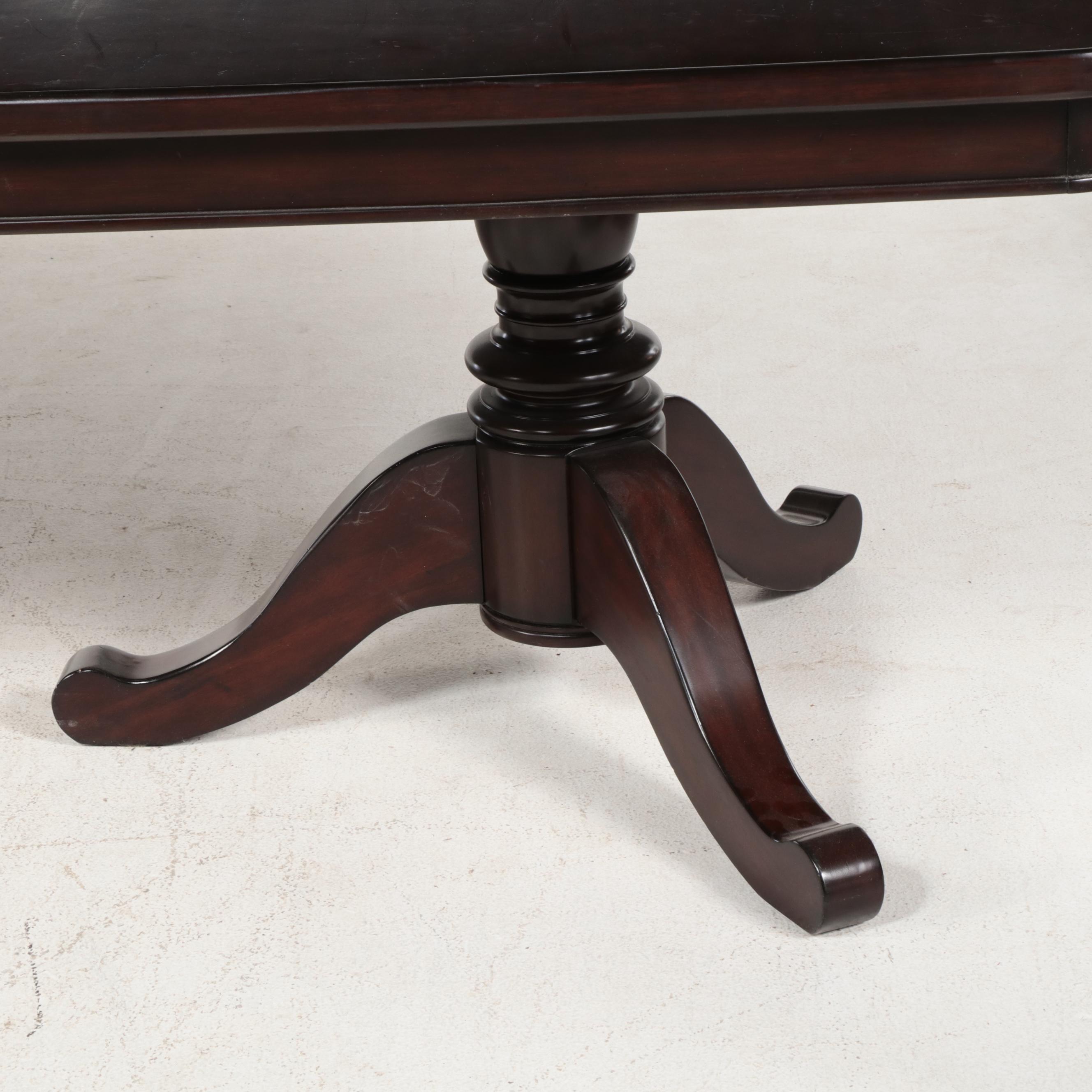 Eleven-Piece Pottery Barn Hardwood and Leather Dining Set