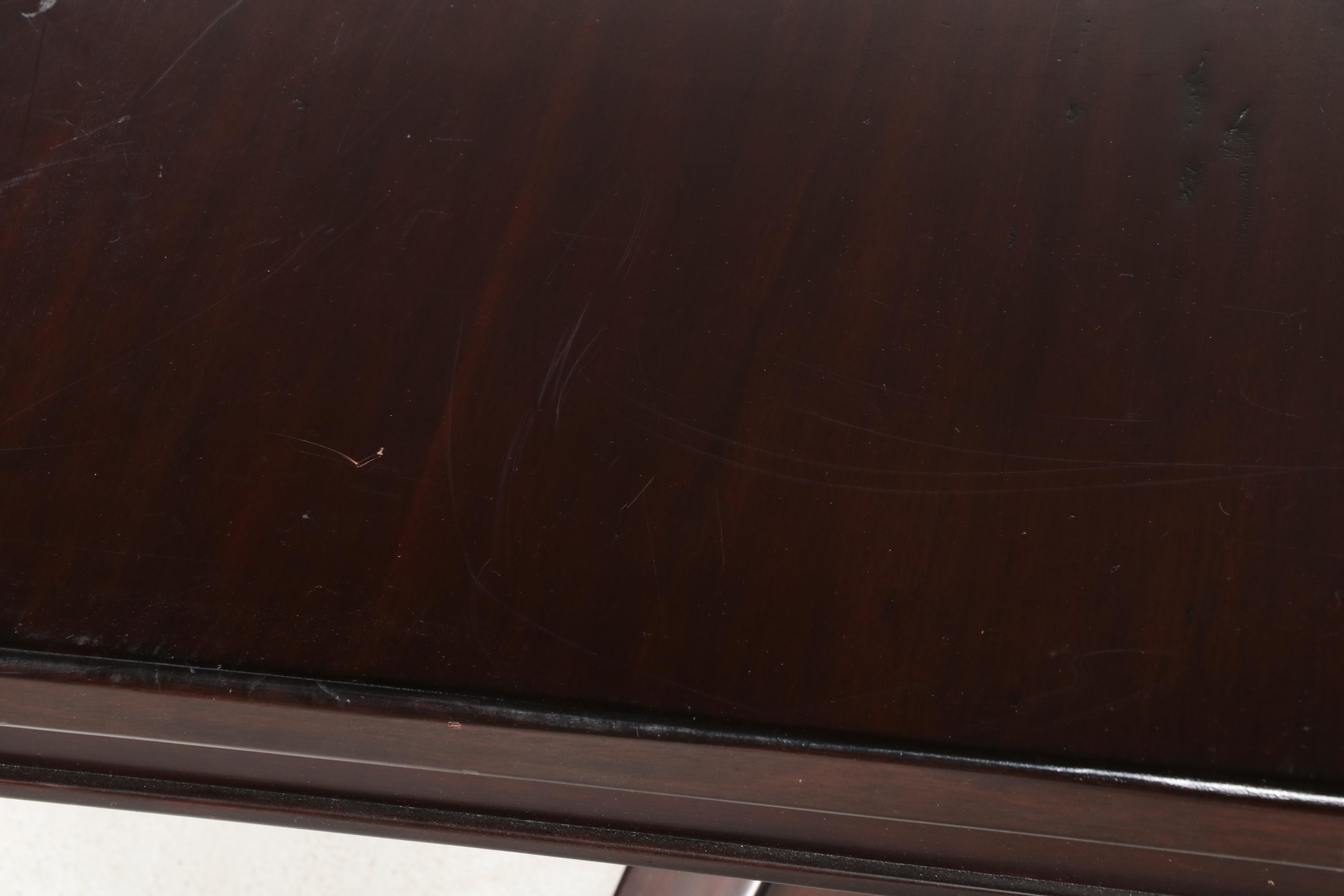 Eleven-Piece Pottery Barn Hardwood and Leather Dining Set