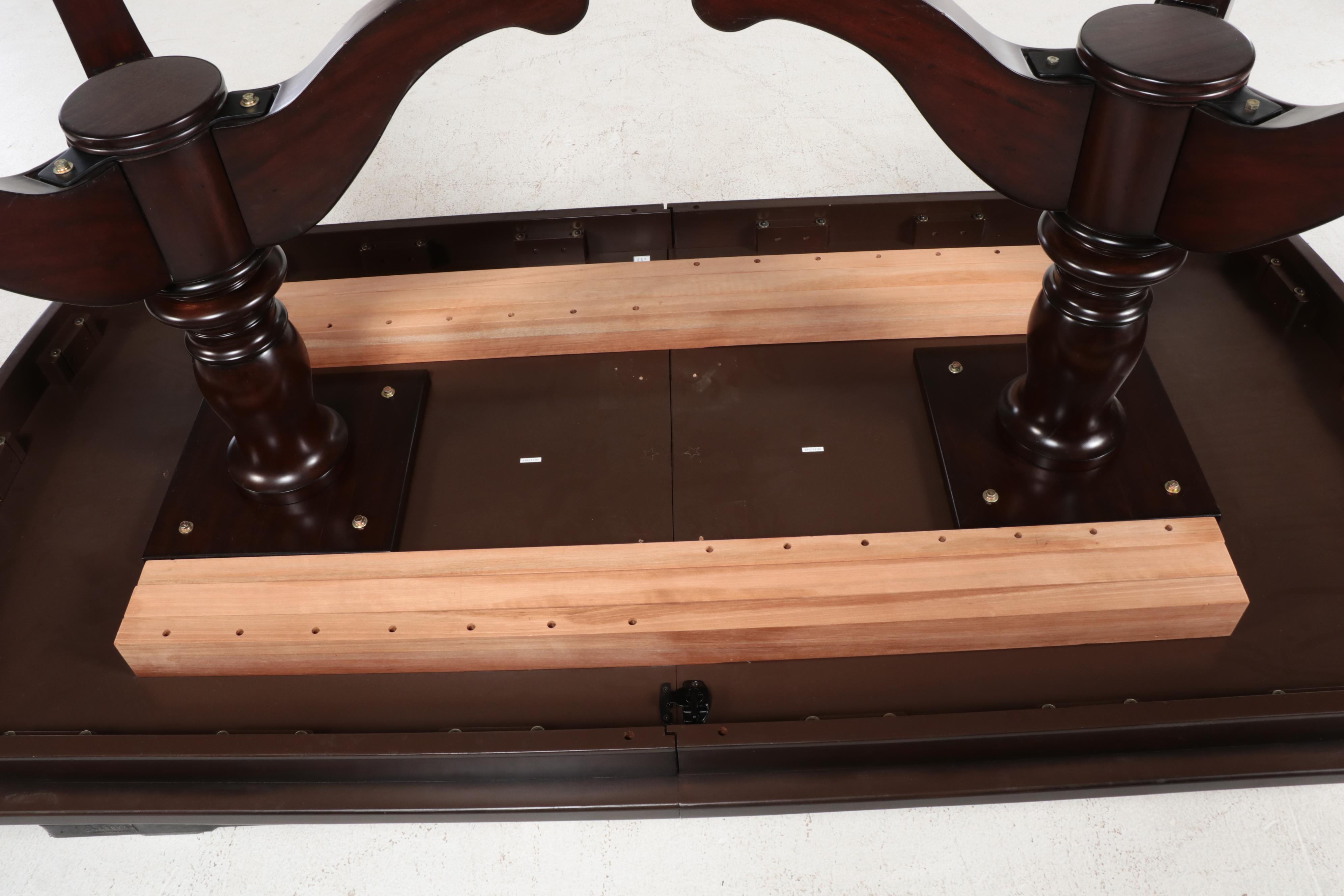 Eleven-Piece Pottery Barn Hardwood and Leather Dining Set