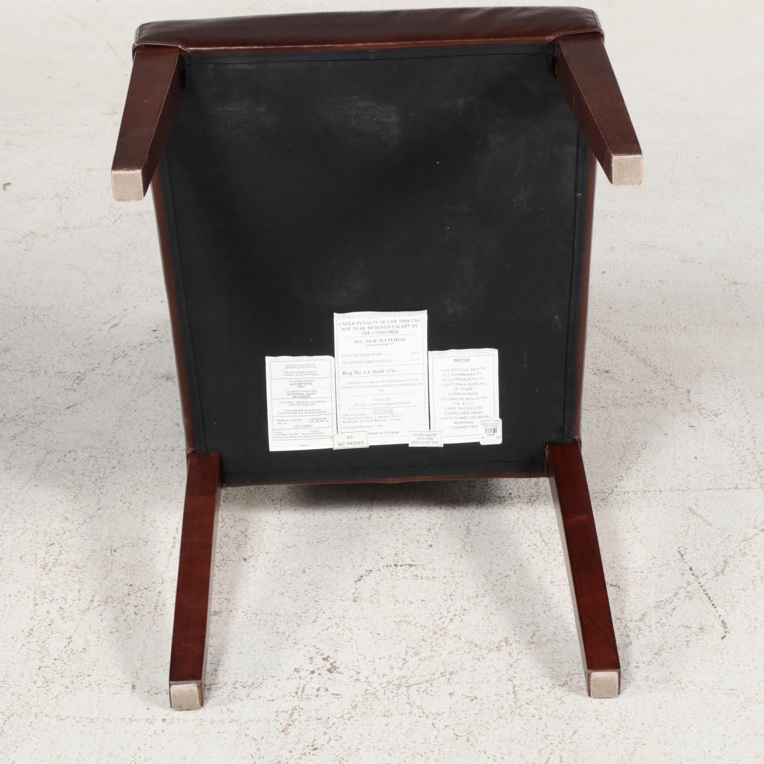 Eleven-Piece Pottery Barn Hardwood and Leather Dining Set