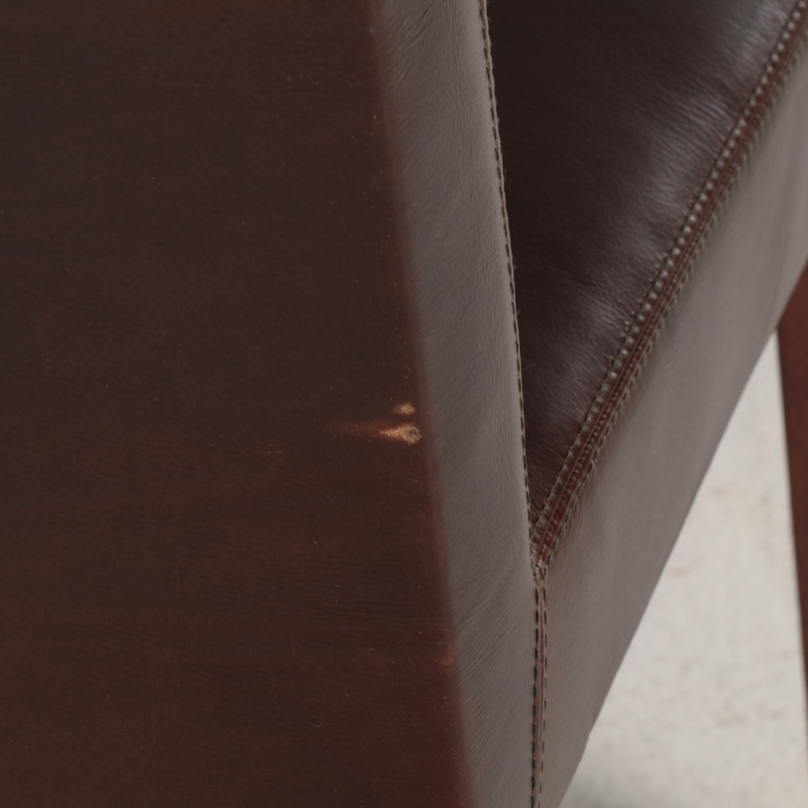 Eleven-Piece Pottery Barn Hardwood and Leather Dining Set