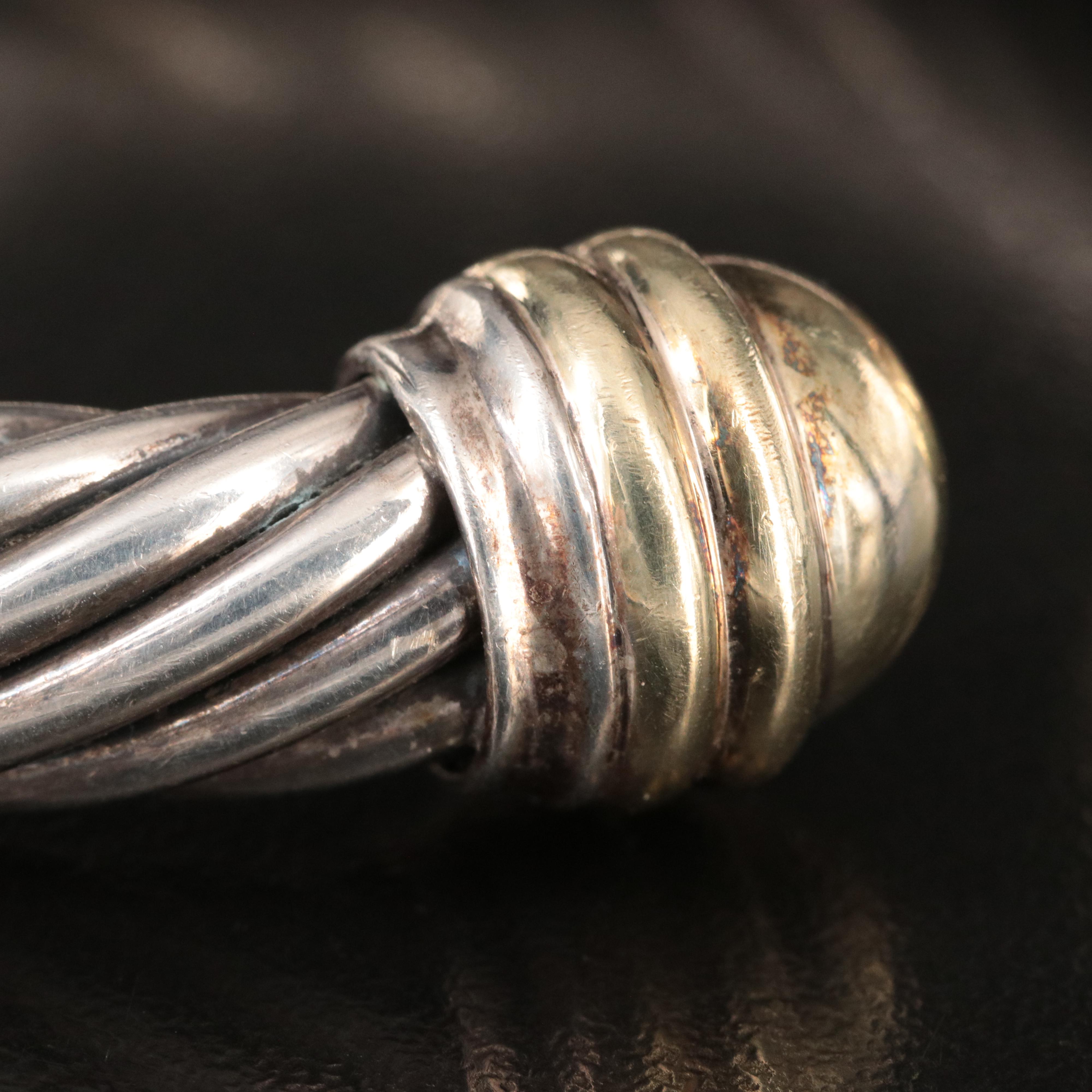 David Yurman Sterling Cable Cuff Bracelet with 14K Terminals