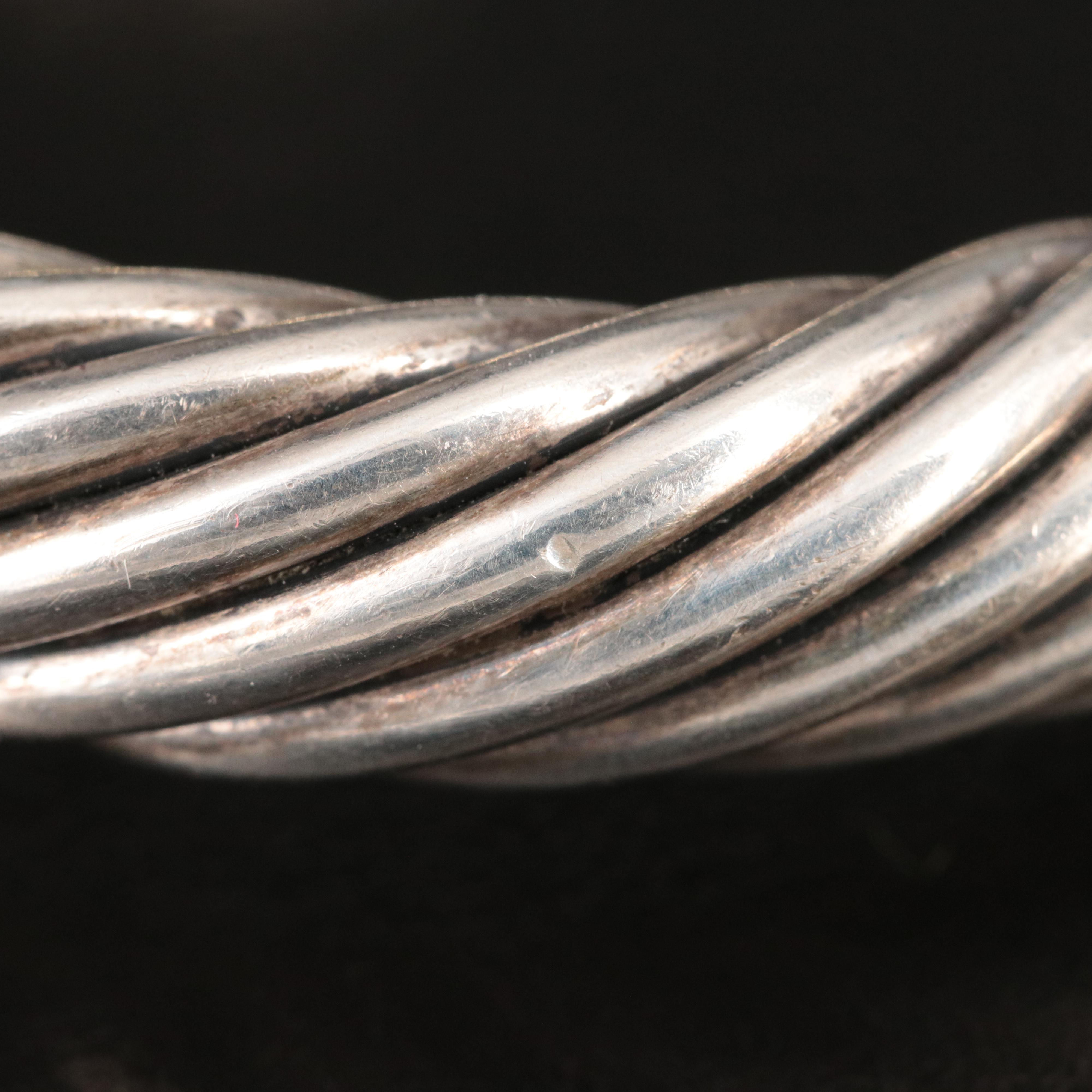 David Yurman Sterling Cable Cuff Bracelet with 14K Terminals