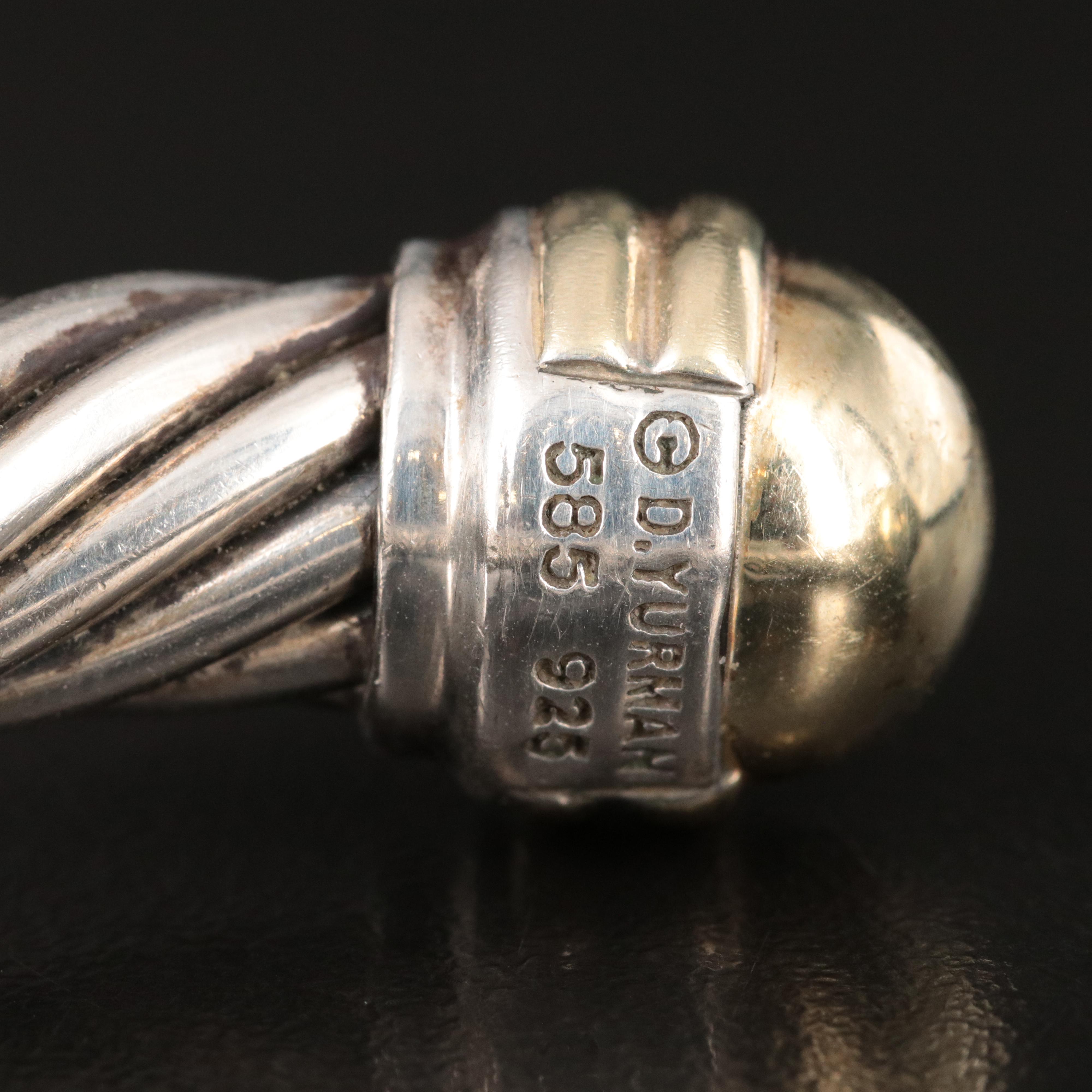 David Yurman Sterling Cable Cuff Bracelet with 14K Terminals