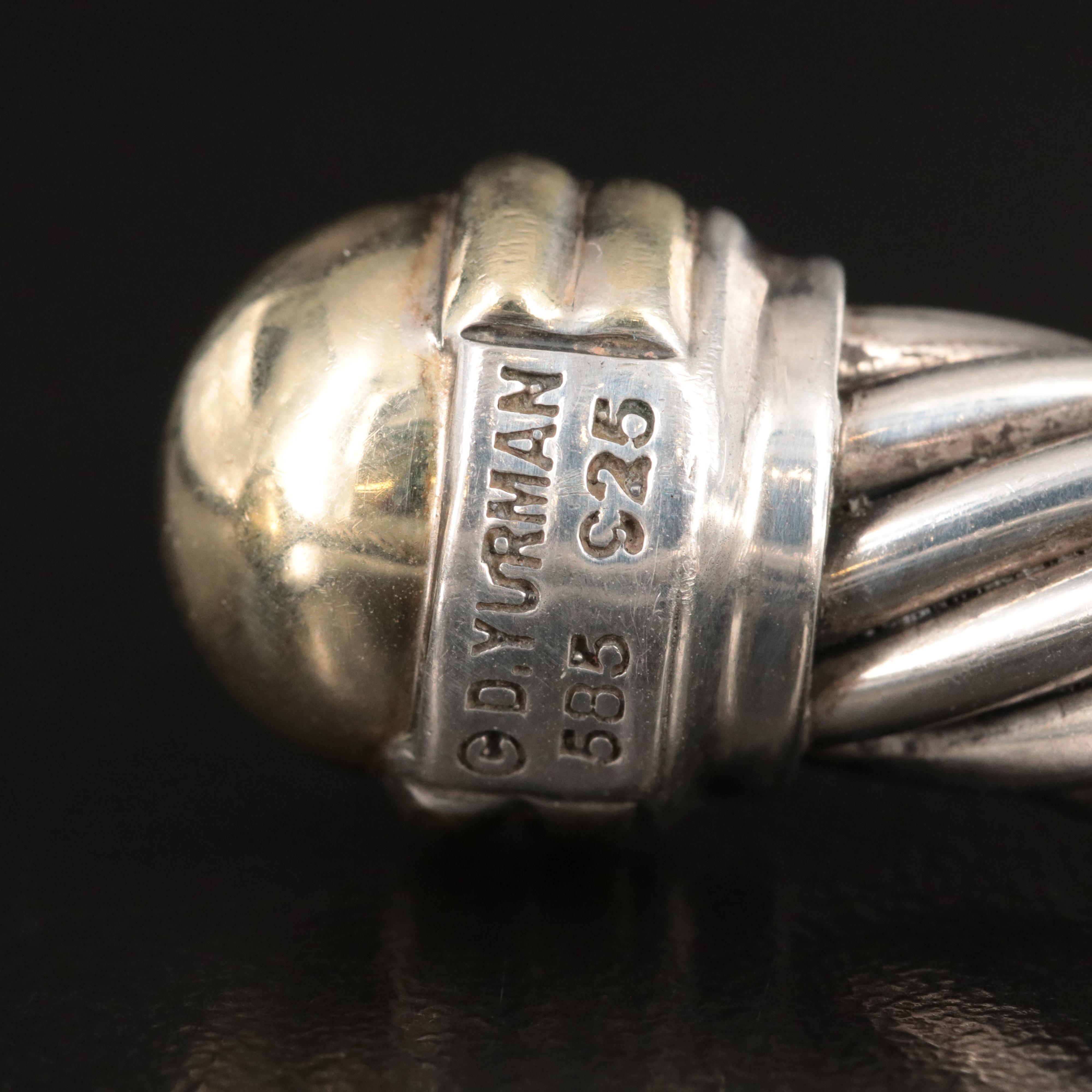 David Yurman Sterling Cable Cuff Bracelet with 14K Terminals