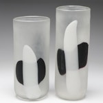 Frosted Glass Vase Pair, Contemporary