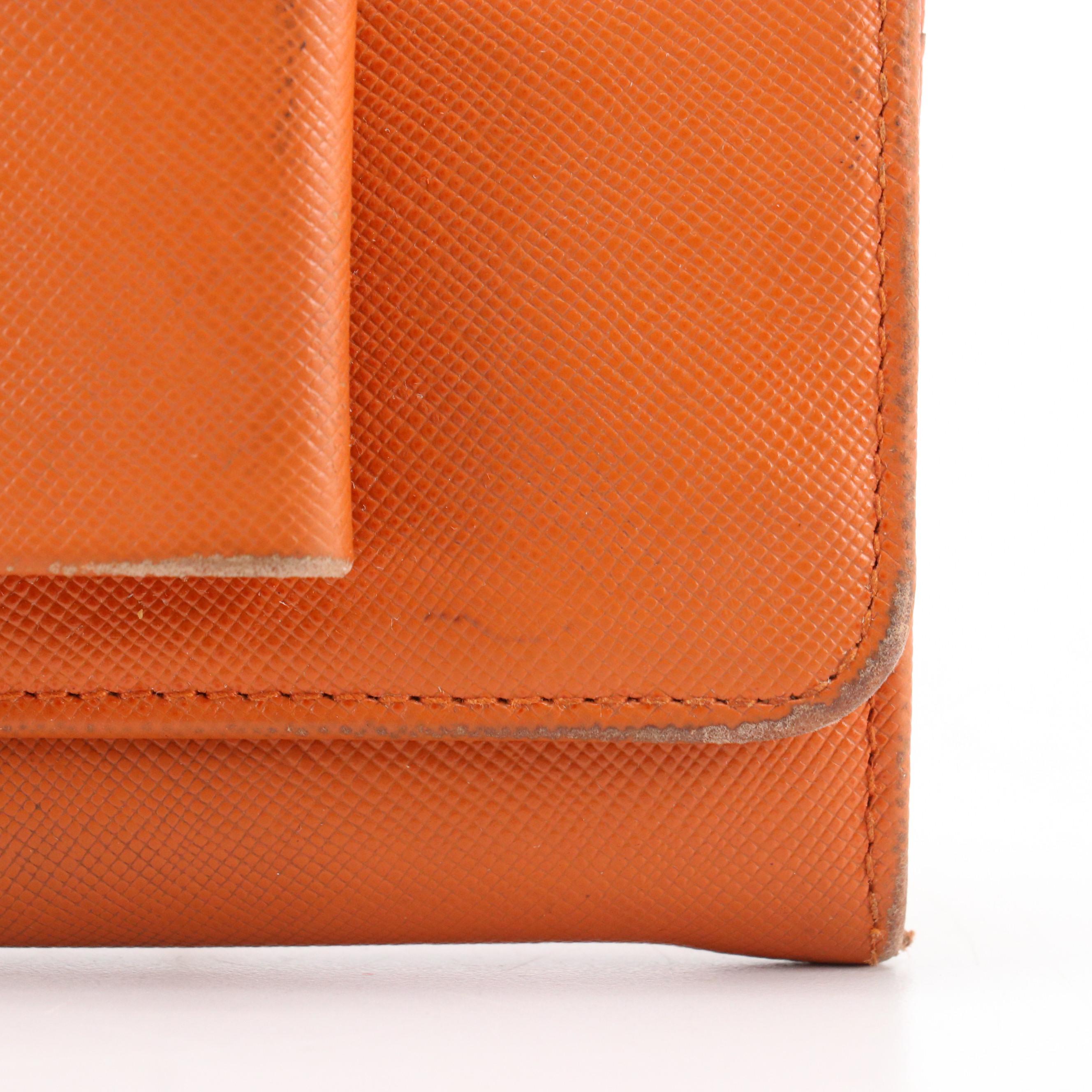Prada Continental Bow Wallet in Carrot Orange Saffiano Leather