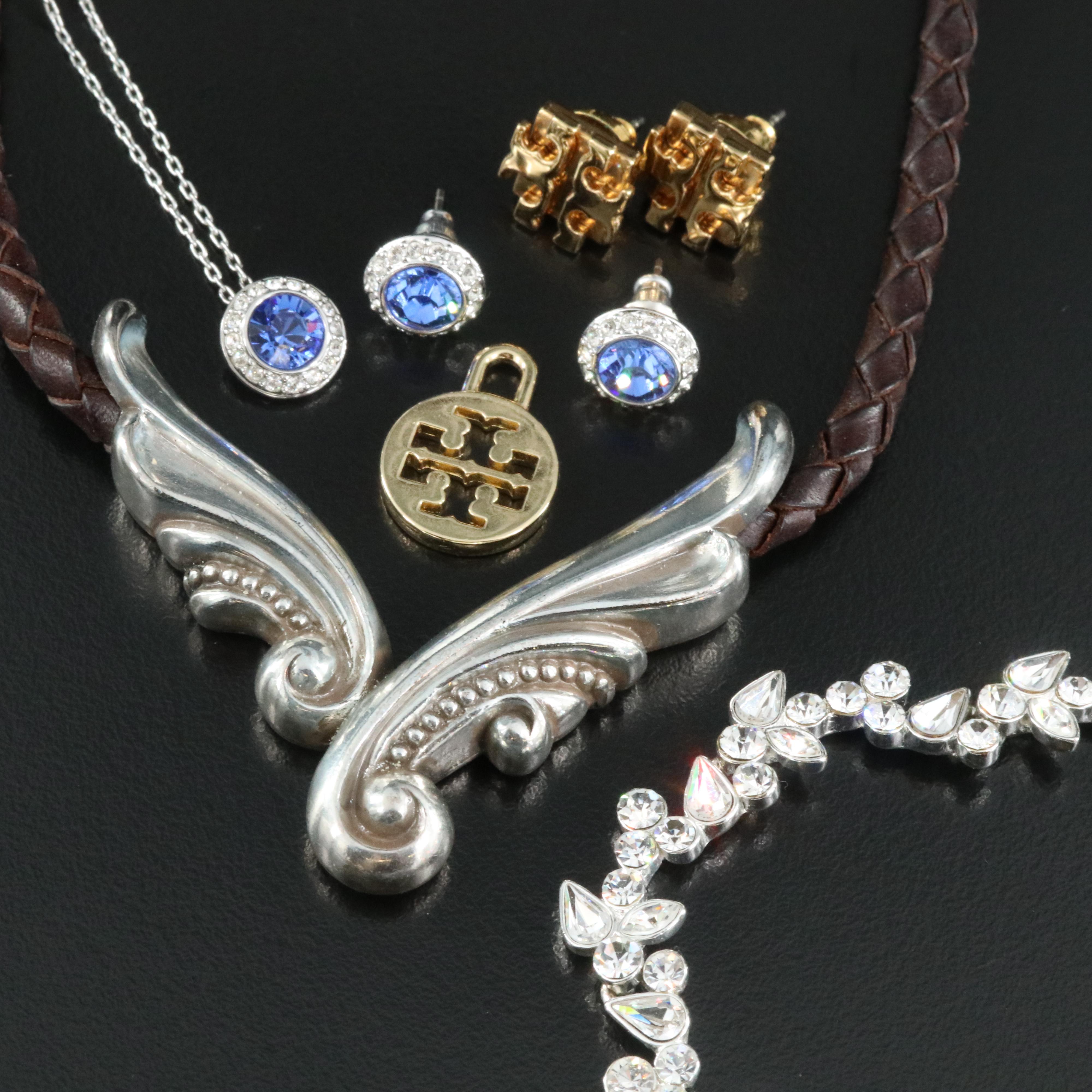 Vintage Rhinestone and Glass Crystal Jewelry Including Tory Burch and Swarovski