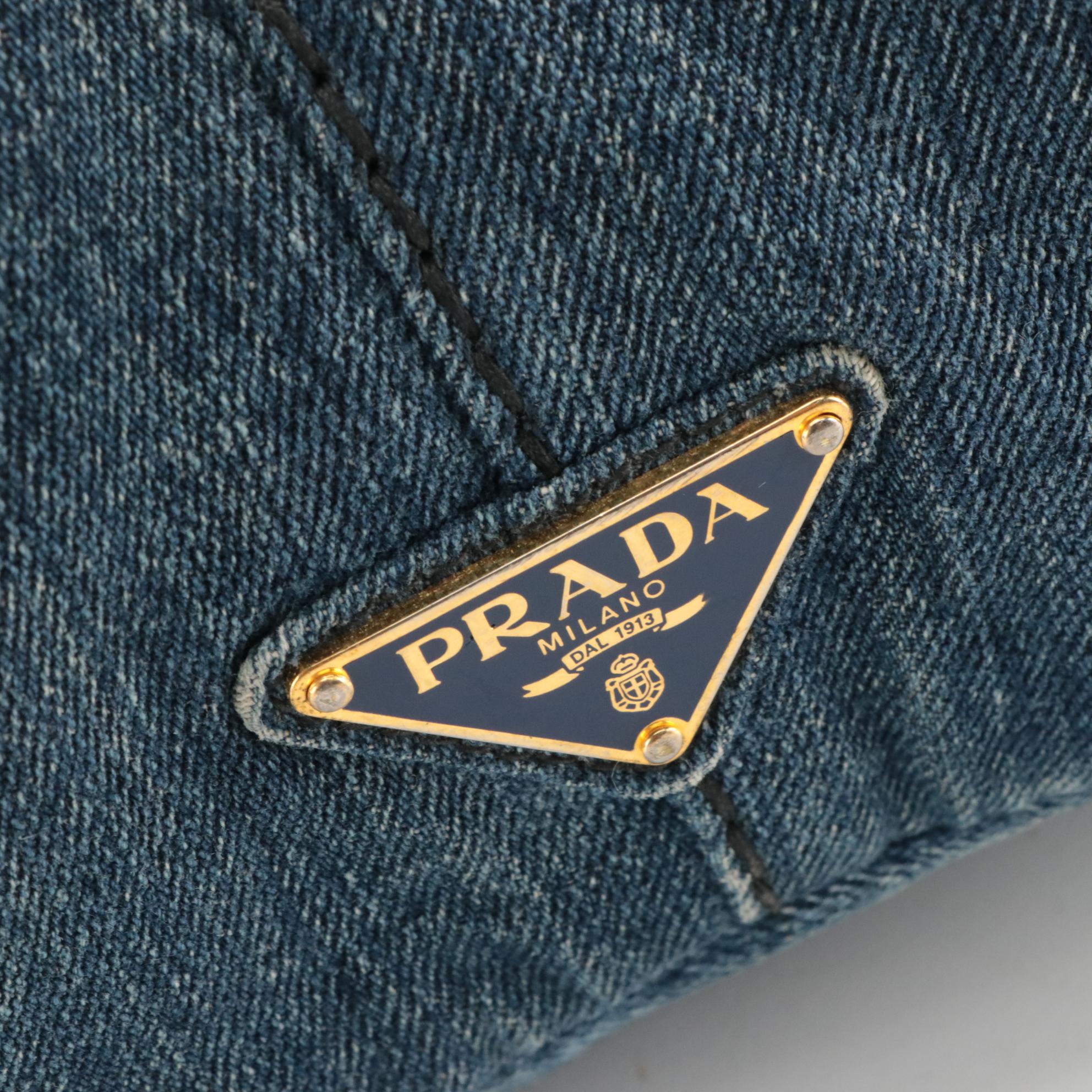 Prada Canapa Logo Tote in Avio Denim