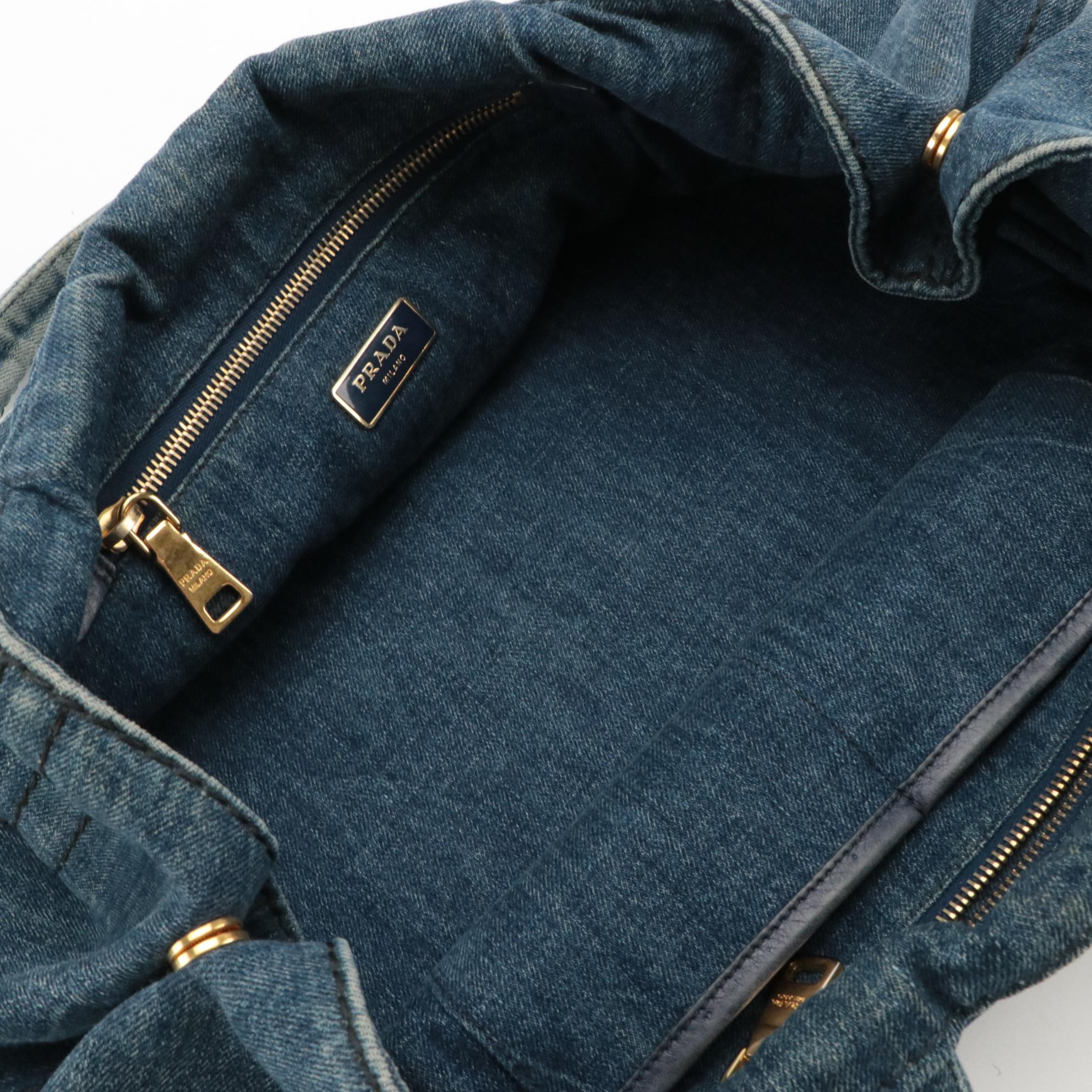 Prada Canapa Logo Tote in Avio Denim