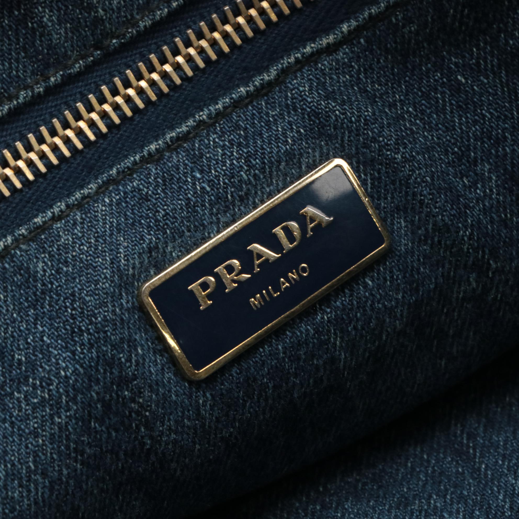 Prada Canapa Logo Tote in Avio Denim