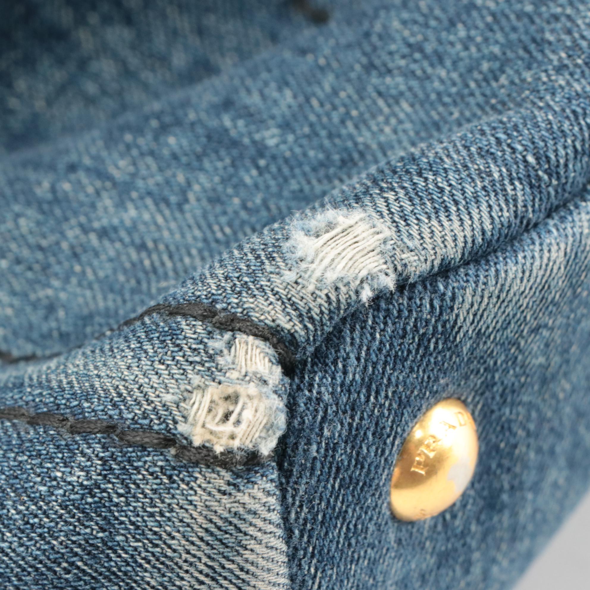 Prada Canapa Logo Tote in Avio Denim