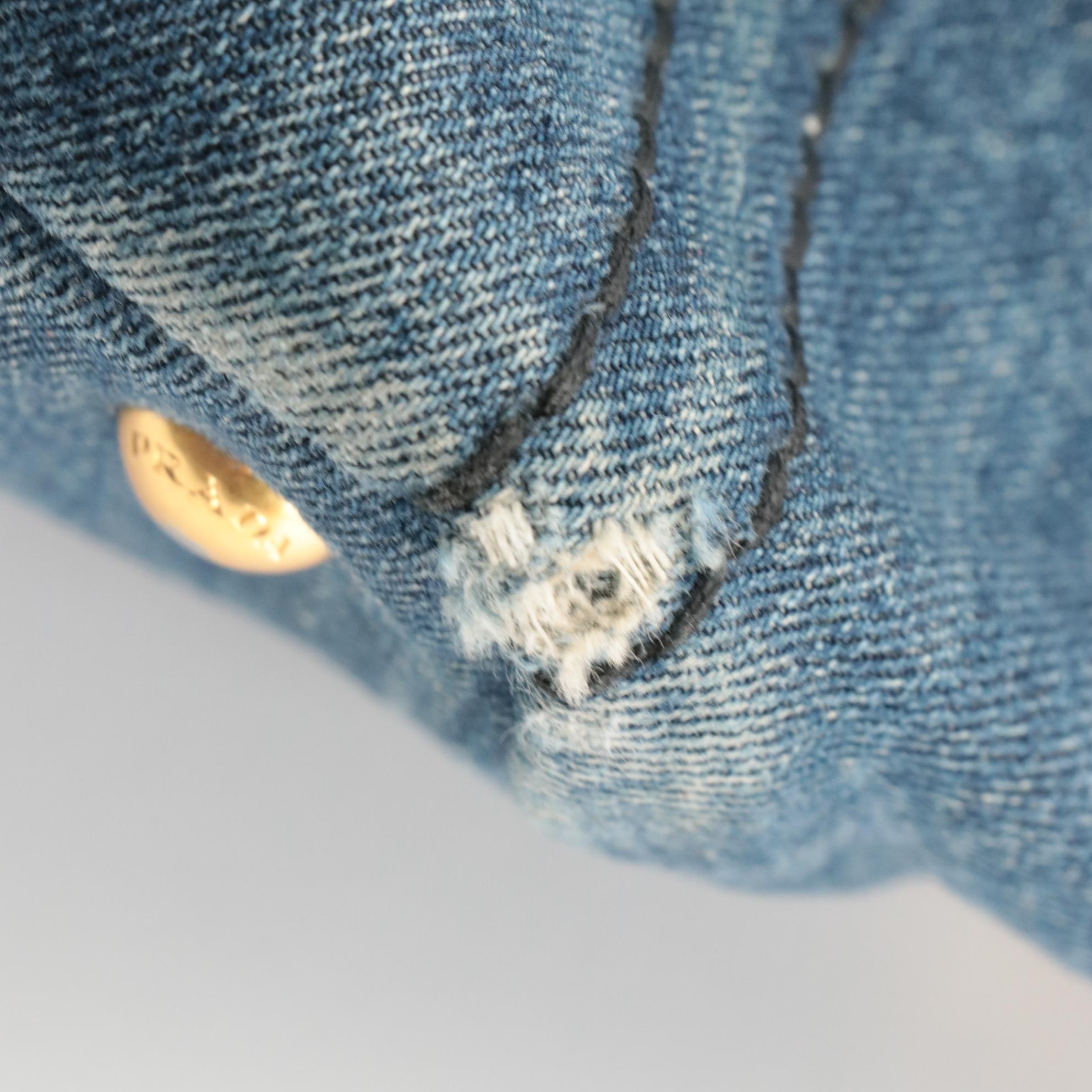 Prada Canapa Logo Tote in Avio Denim