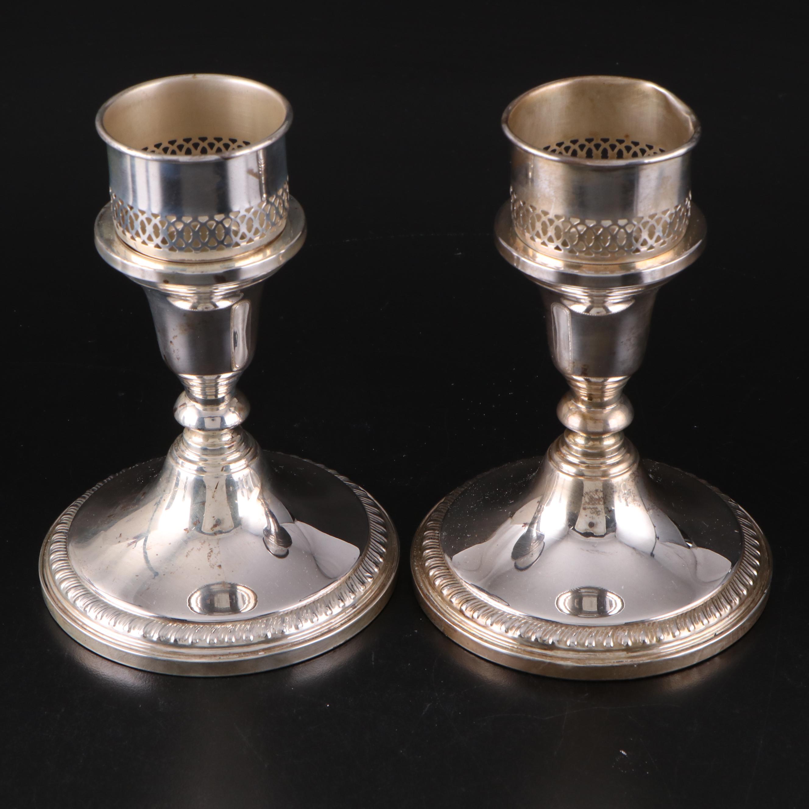 Towle and Fisher Sterling Silver Candlesticks, Mills and Shakers with Frame