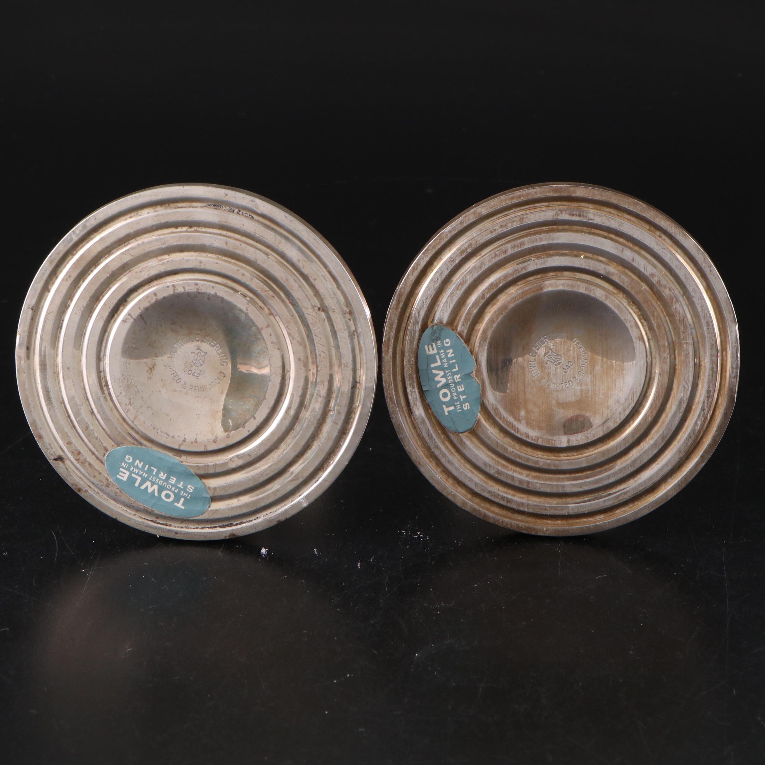 Towle and Fisher Sterling Silver Candlesticks, Mills and Shakers with Frame