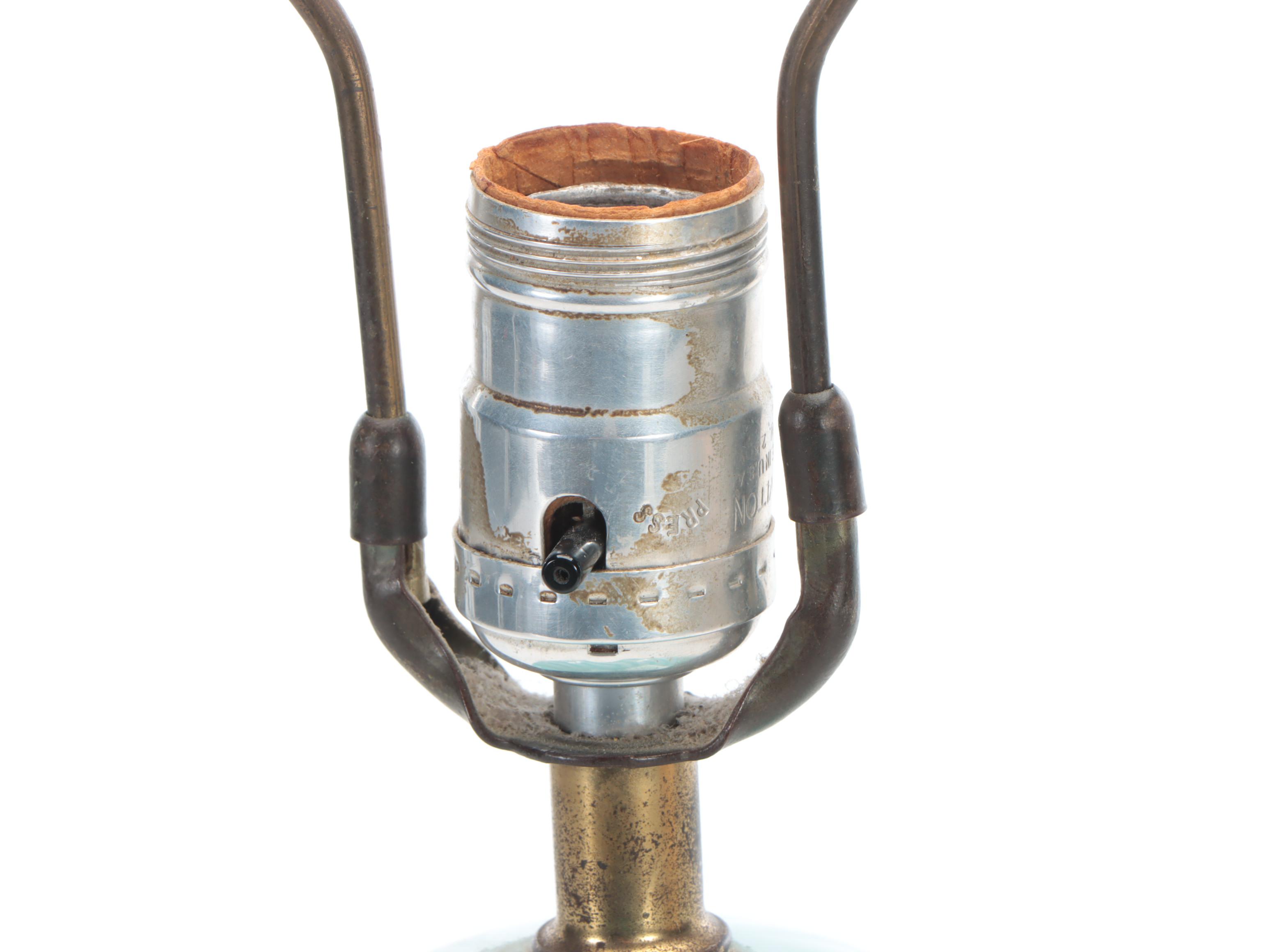 MCM Berger Atomic Glazed Ceramic Table Lamp With Double Tier Shade