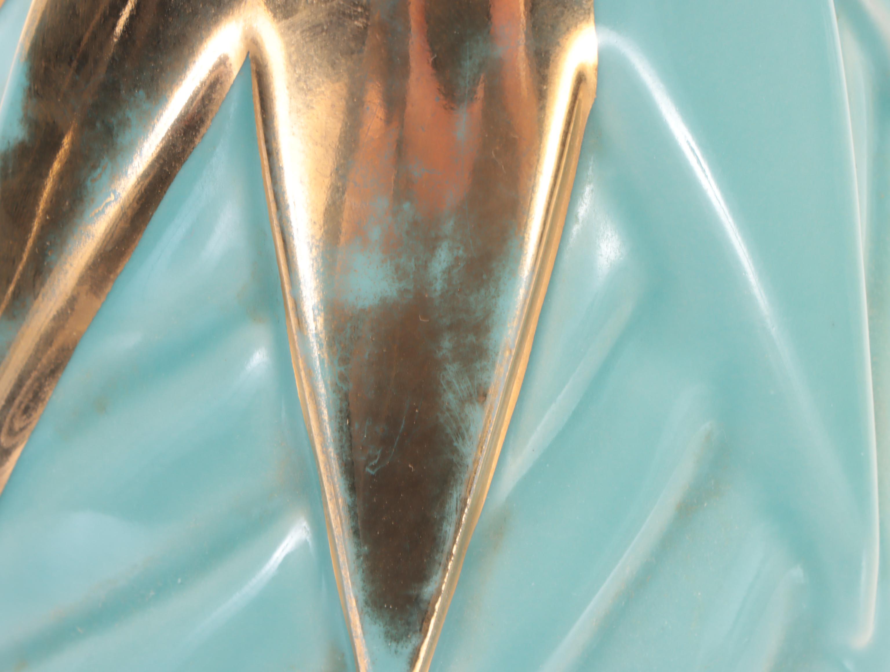 MCM Berger Atomic Glazed Ceramic Table Lamp With Double Tier Shade