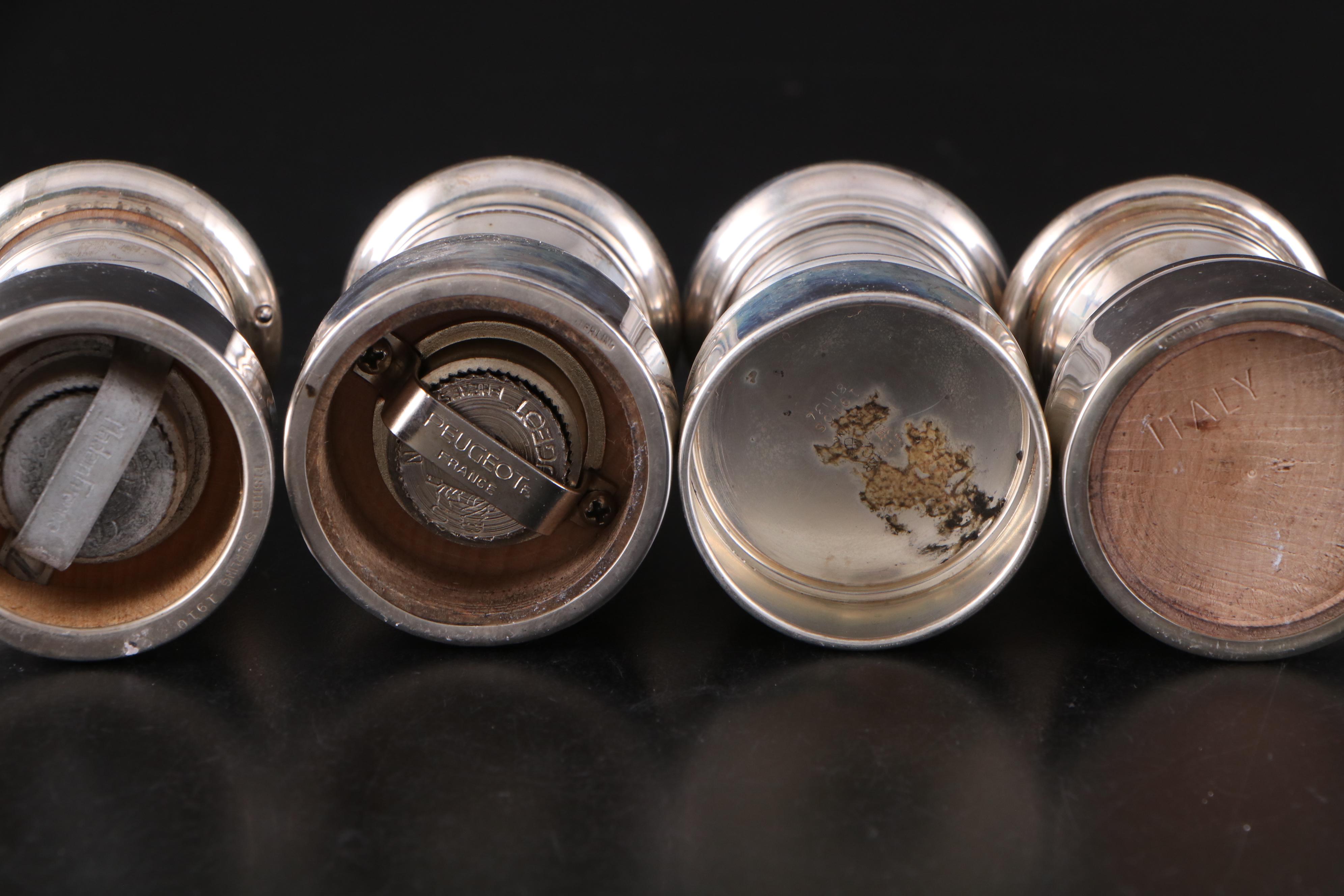 Towle and Fisher Sterling Silver Candlesticks, Mills and Shakers with Frame