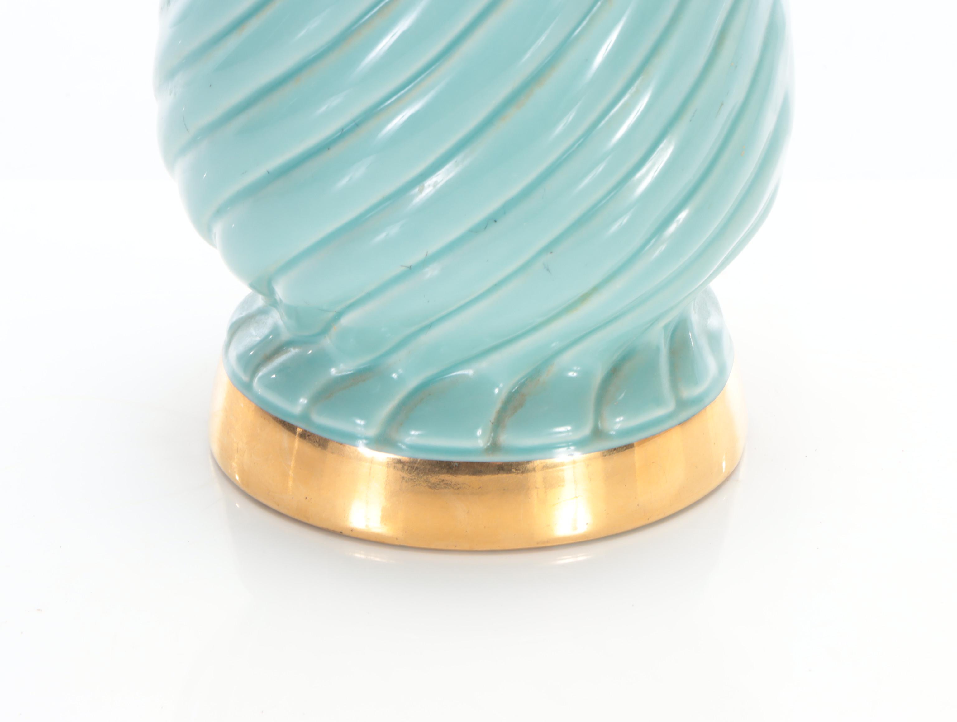 MCM Berger Atomic Glazed Ceramic Table Lamp With Double Tier Shade