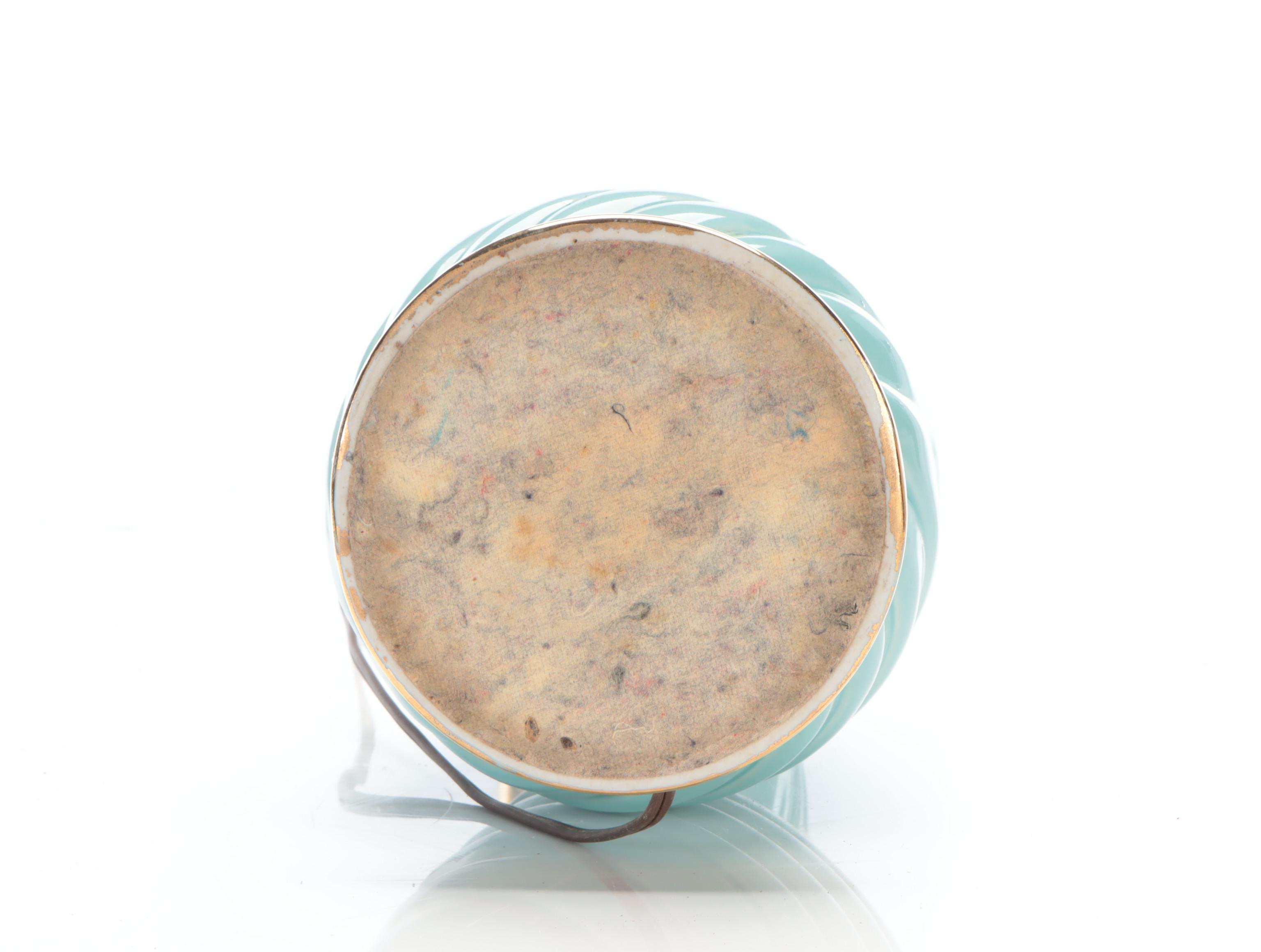 MCM Berger Atomic Glazed Ceramic Table Lamp With Double Tier Shade