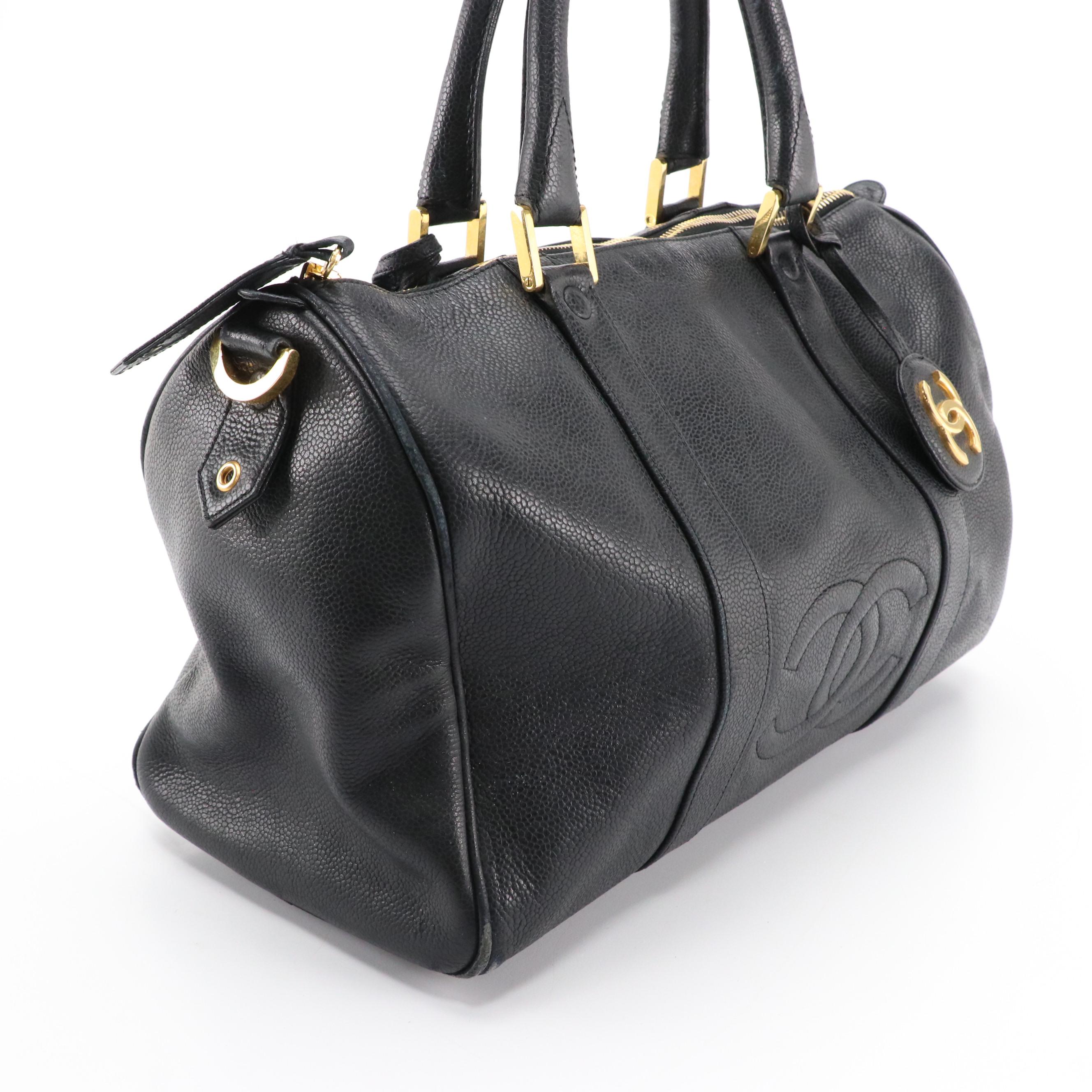 Chanel Small Boston Bag in Black Caviar Leather