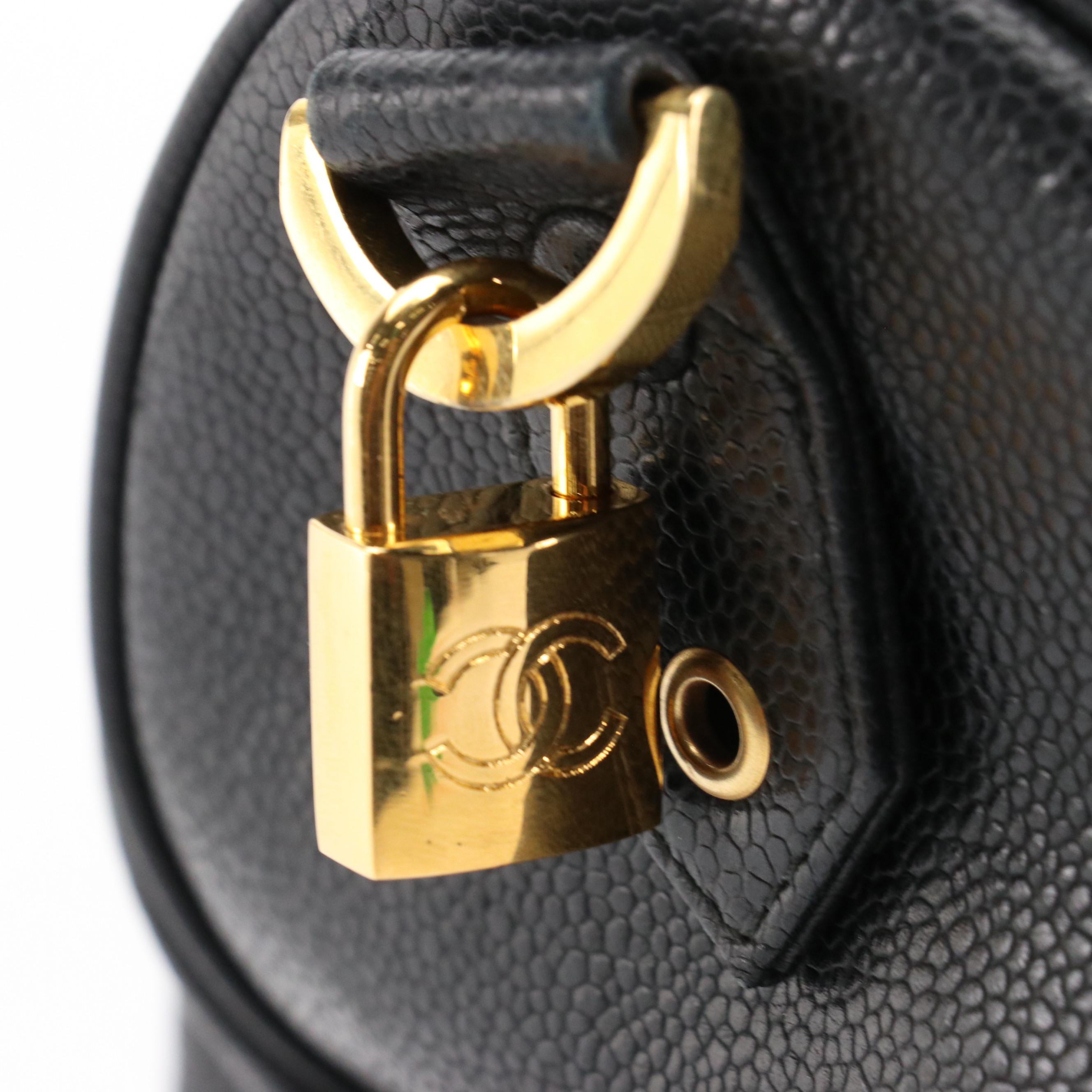 Chanel Small Boston Bag in Black Caviar Leather