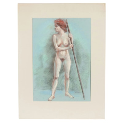 Ruth Rolfsen Mixed Media Figure Drawing, Late 20th Century