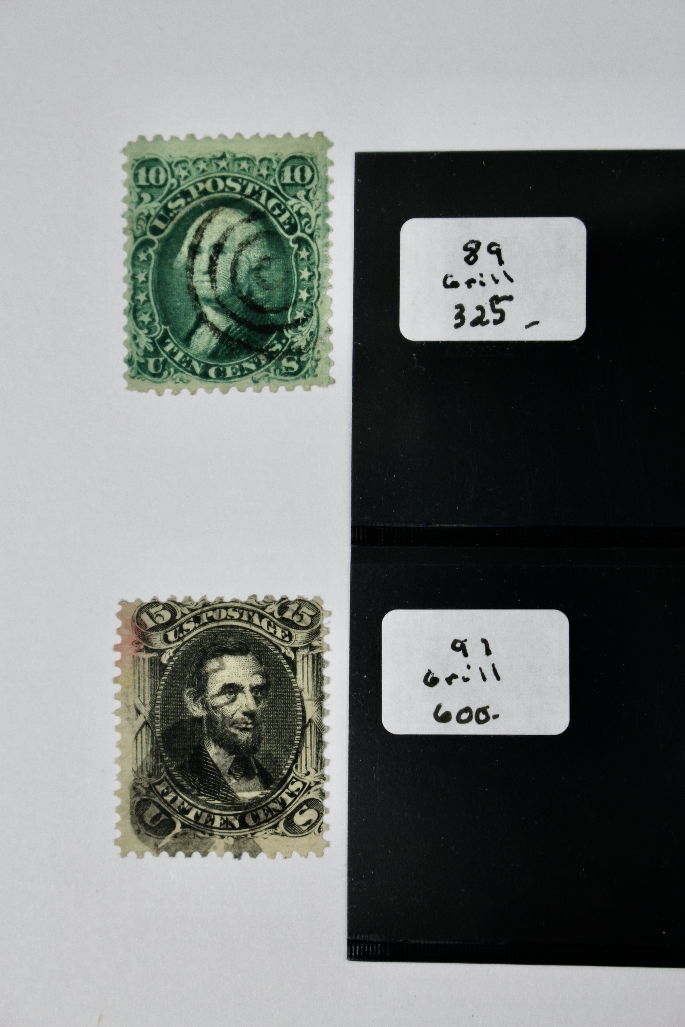 Four Early U.S. Postage Stamps, All With Grills, 1867-1868
