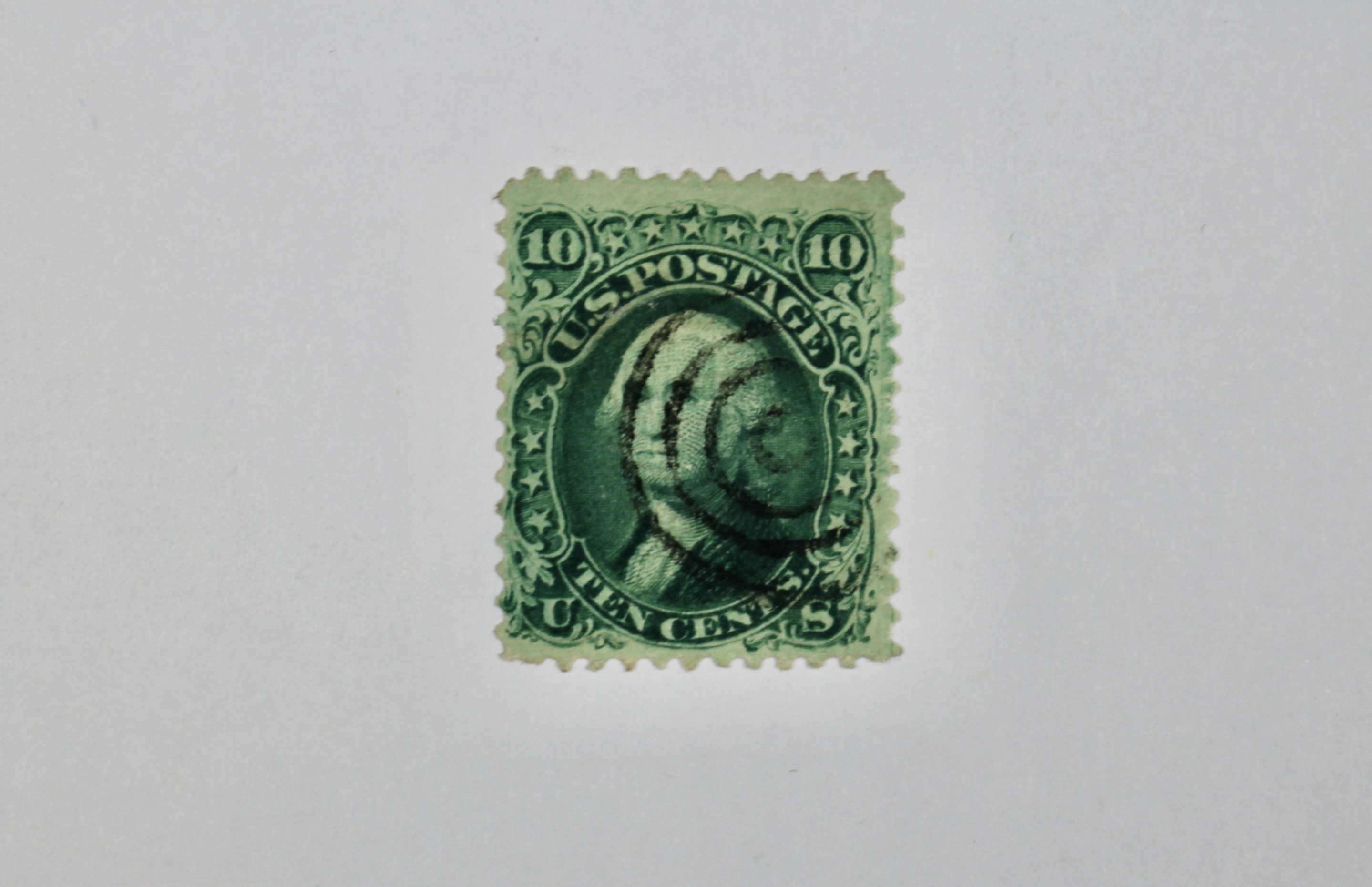 Four Early U.S. Postage Stamps, All With Grills, 1867-1868