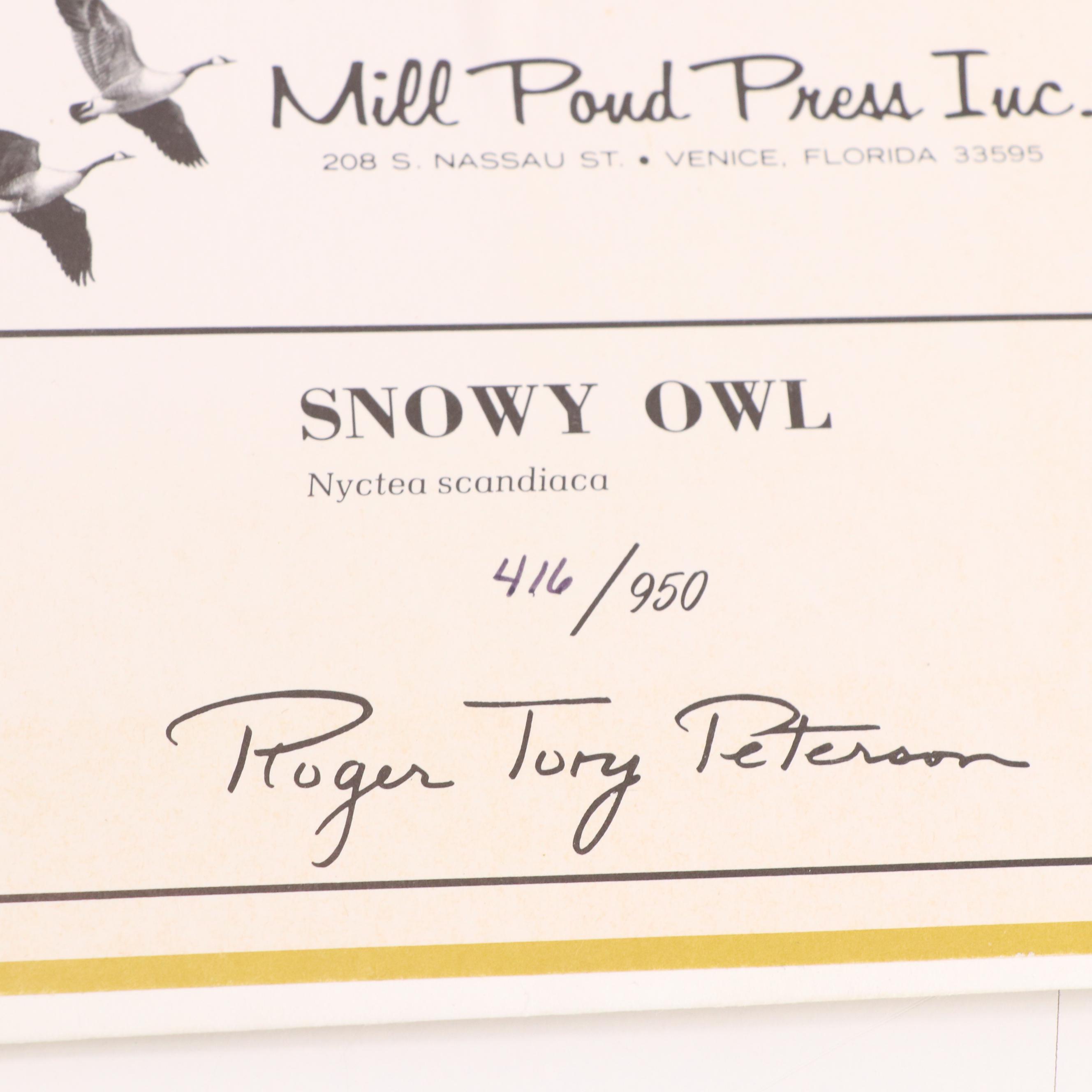 Roger Tory Peterson Offset Lithograph "Snowy Owl," 1976