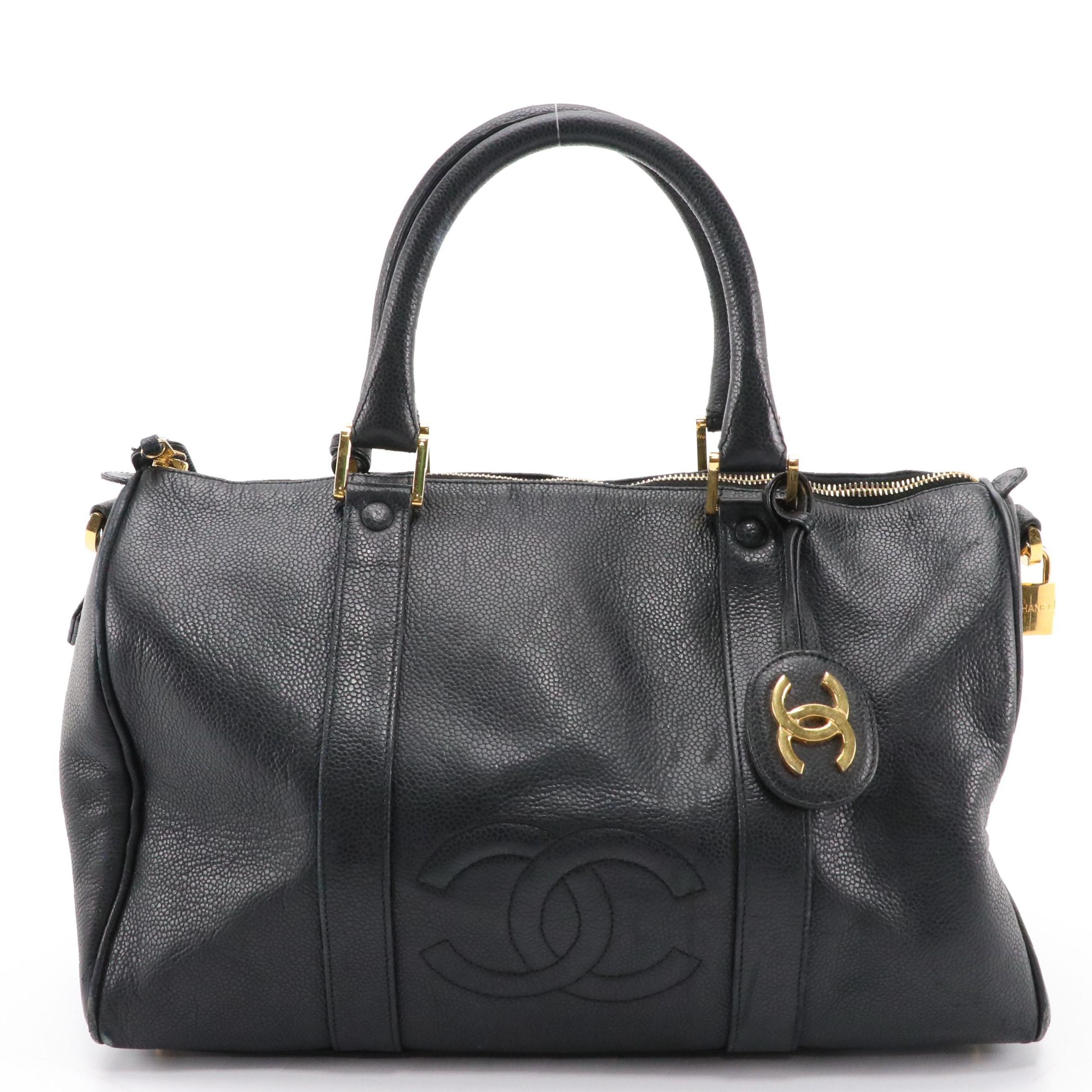 Chanel Small Boston Bag in Black Caviar Leather