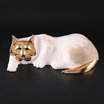 Pauline Pelletier Gilt Ceramic "Cat" Sculpture