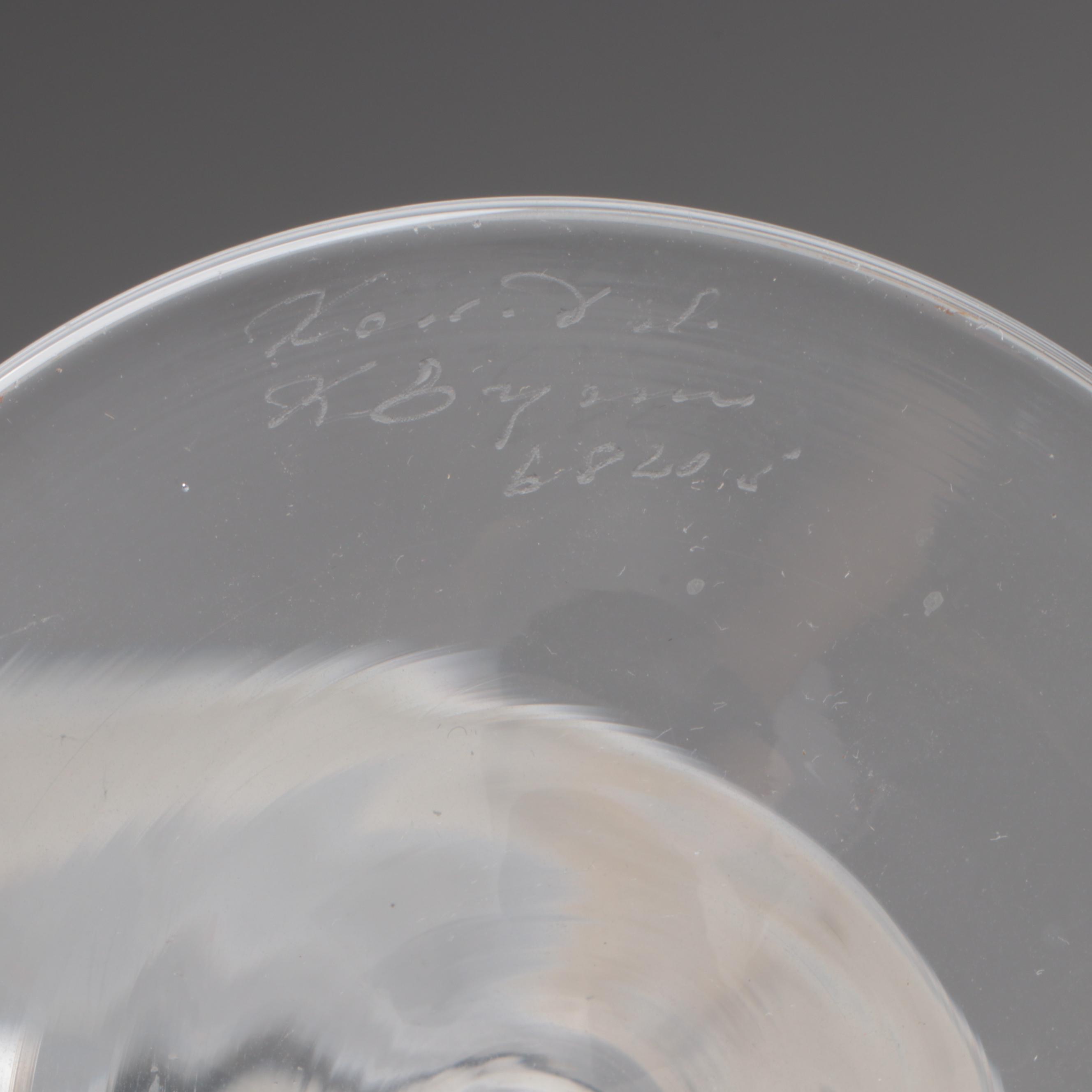 Kosta Boda "Tonga" Hand-Painted Glass Bowl with "Fanfare" Glass Candlesticks