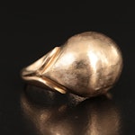 14K Dome Ring with Brushed Finish