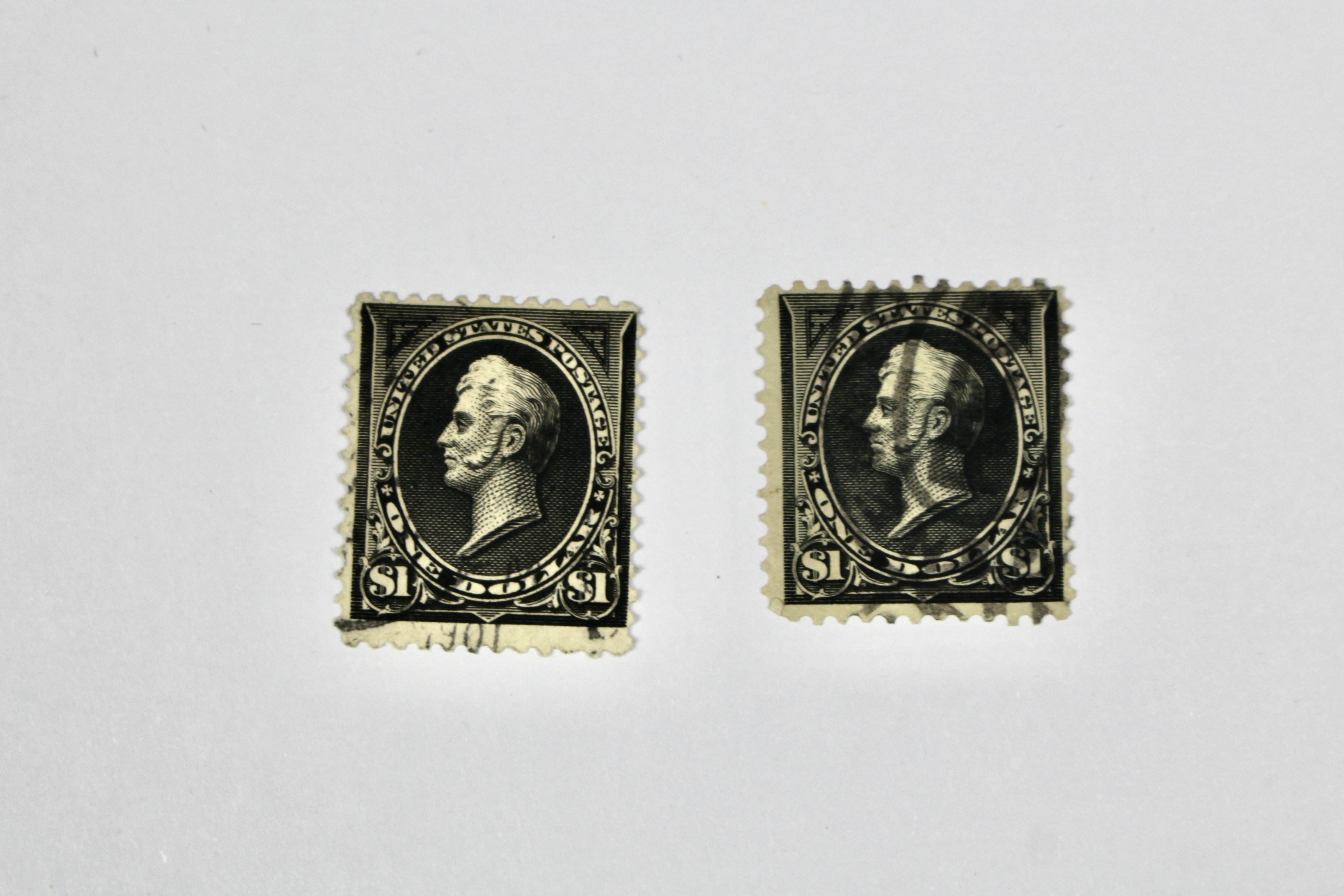 Two Used 1894 $1 Perry Postage Stamps, Scott #s 261 and 276