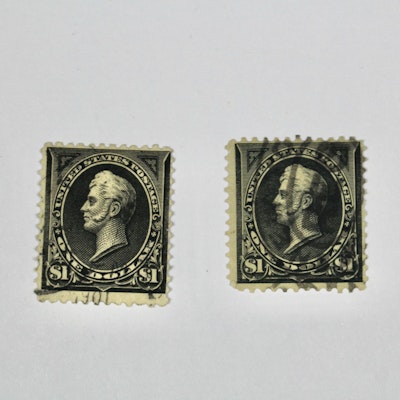 Two Used 1894 $1 Perry Postage Stamps, Scott #s 261 and 276