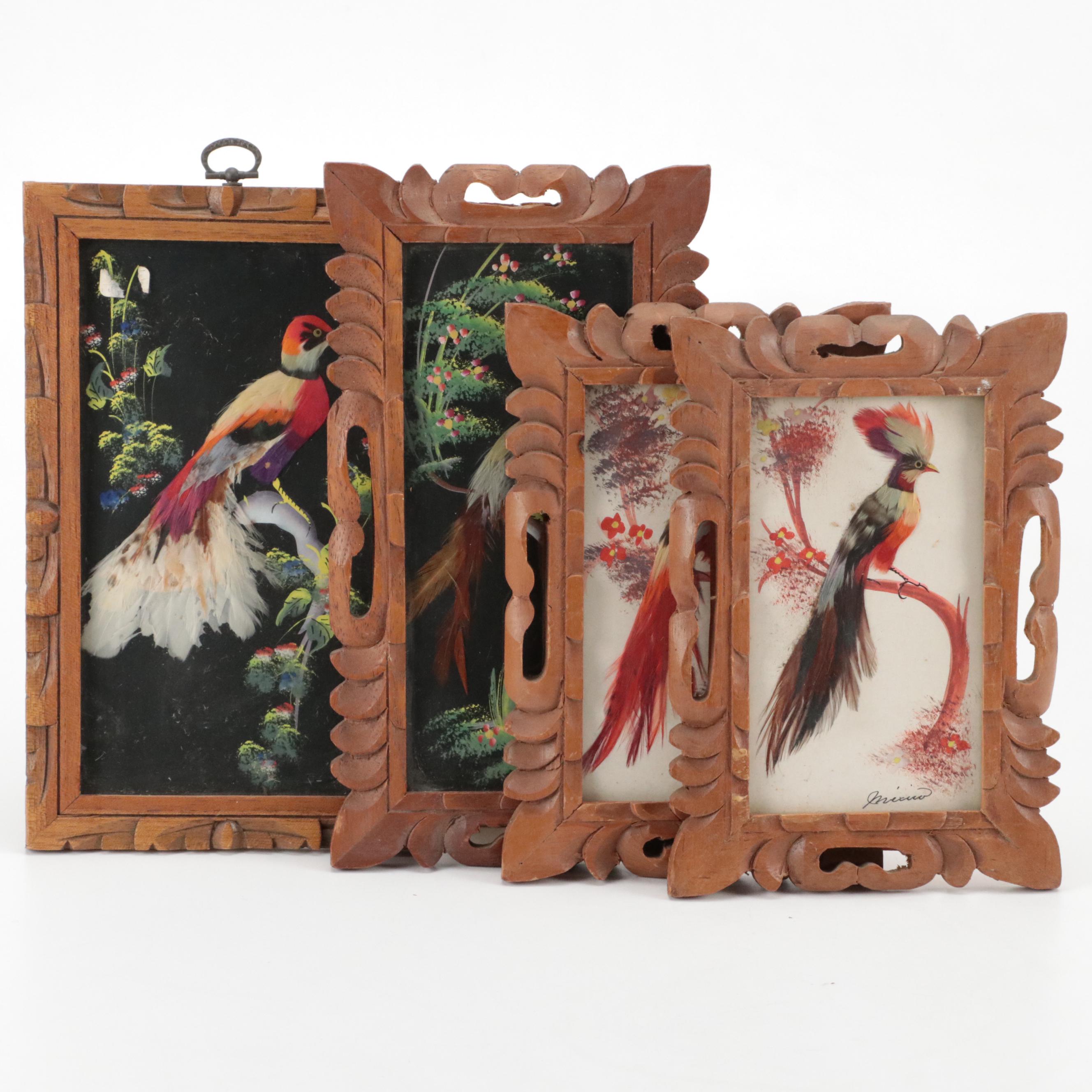 Maisel's and Cartimex Bird Motif Mexican Feathercraft Plaques with More
