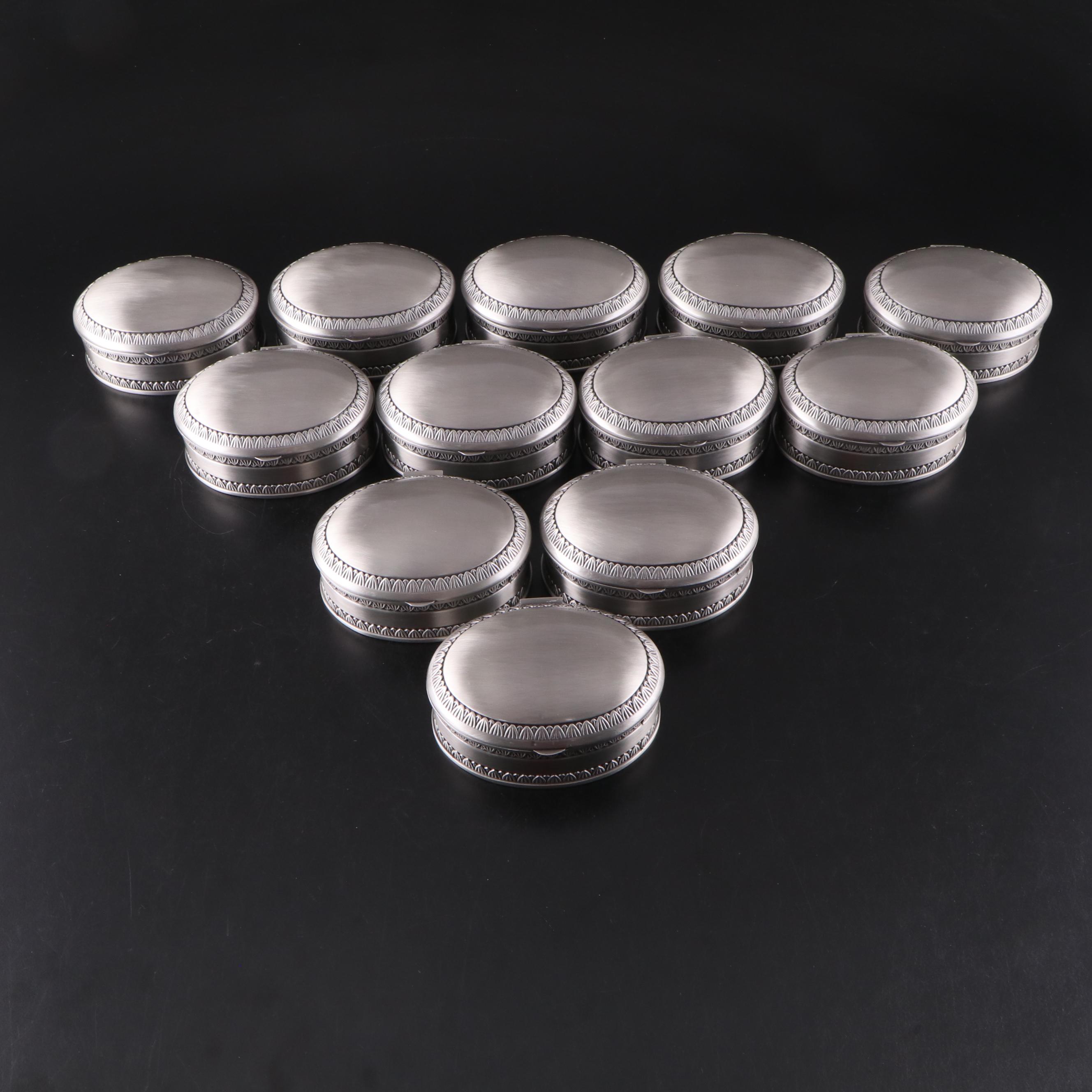 Twelve Contemporary Pewter Boxes