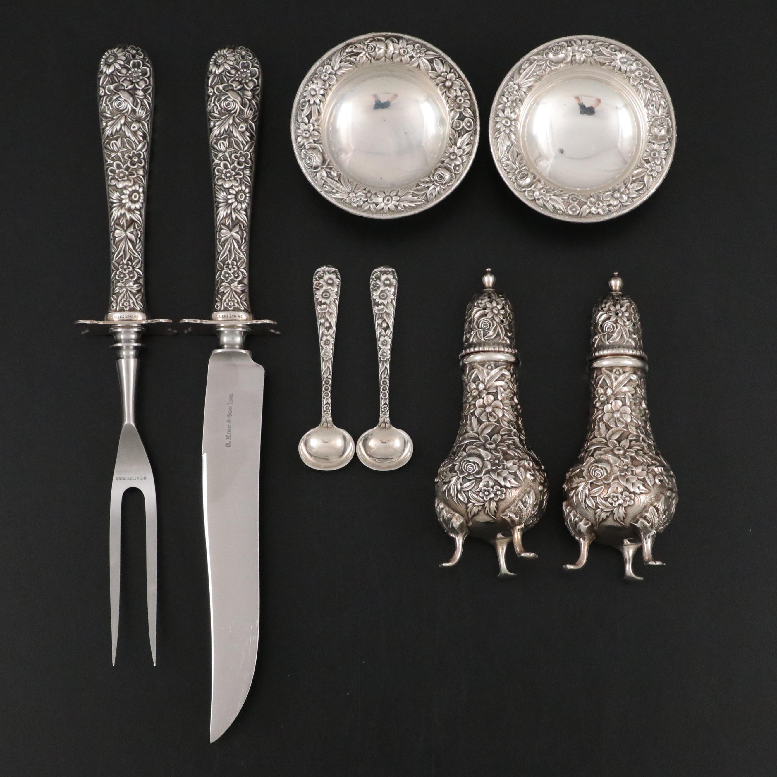 S. Kirk & Son Inc. "Repousse" Sterling Shakers and Other Sterling Table Décor