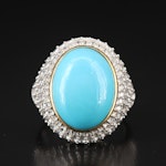 Sterling Turquoise and White Topaz Ring