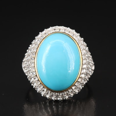 Sterling Turquoise and White Topaz Ring