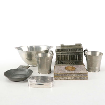 Northern Trust Coin Bank With Pewter Mugs, Bowl, Playing Cards and More