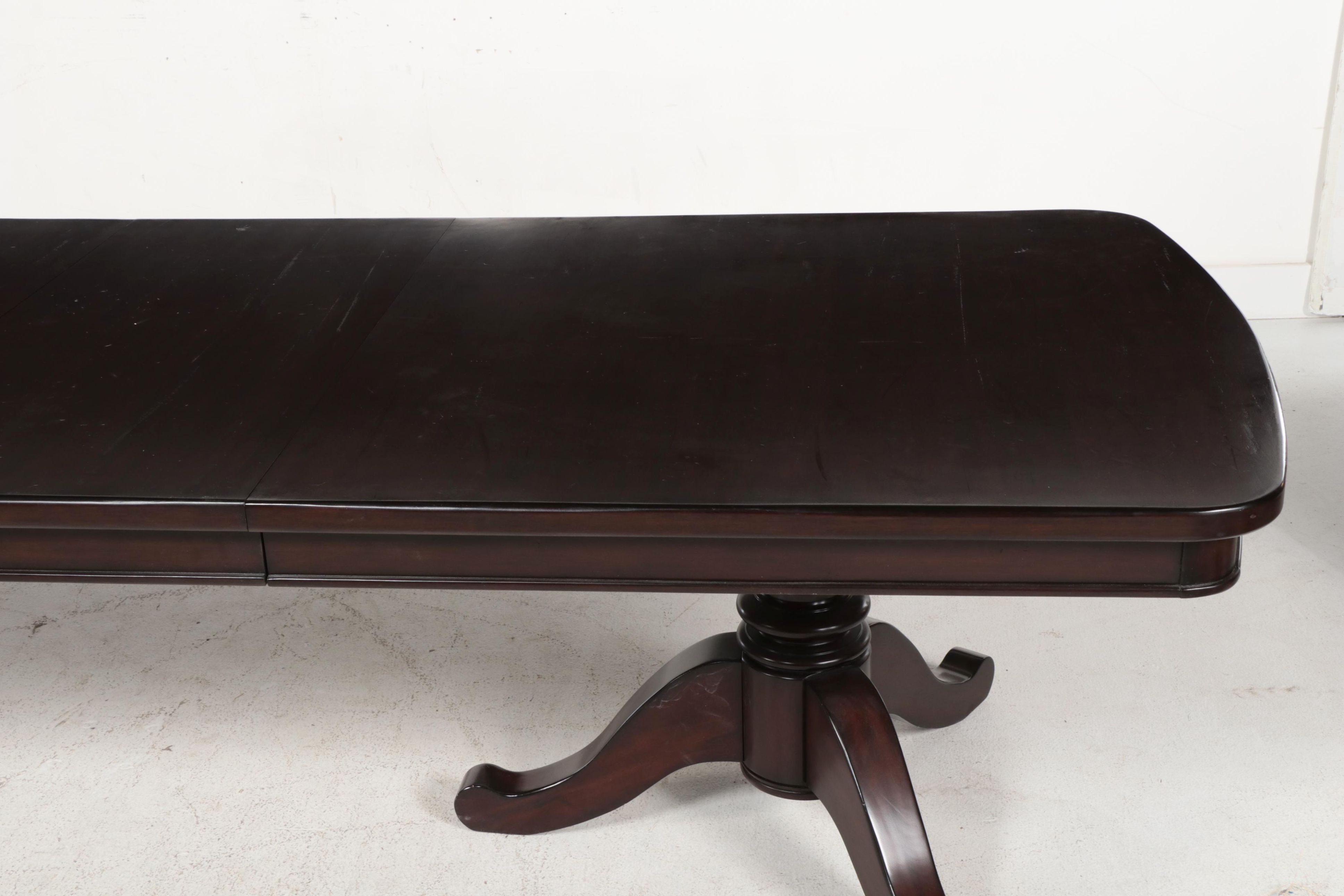 Eleven-Piece Pottery Barn Hardwood and Leather Dining Set