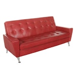 Modernist Barcelona Leather Button Tufted Sofa