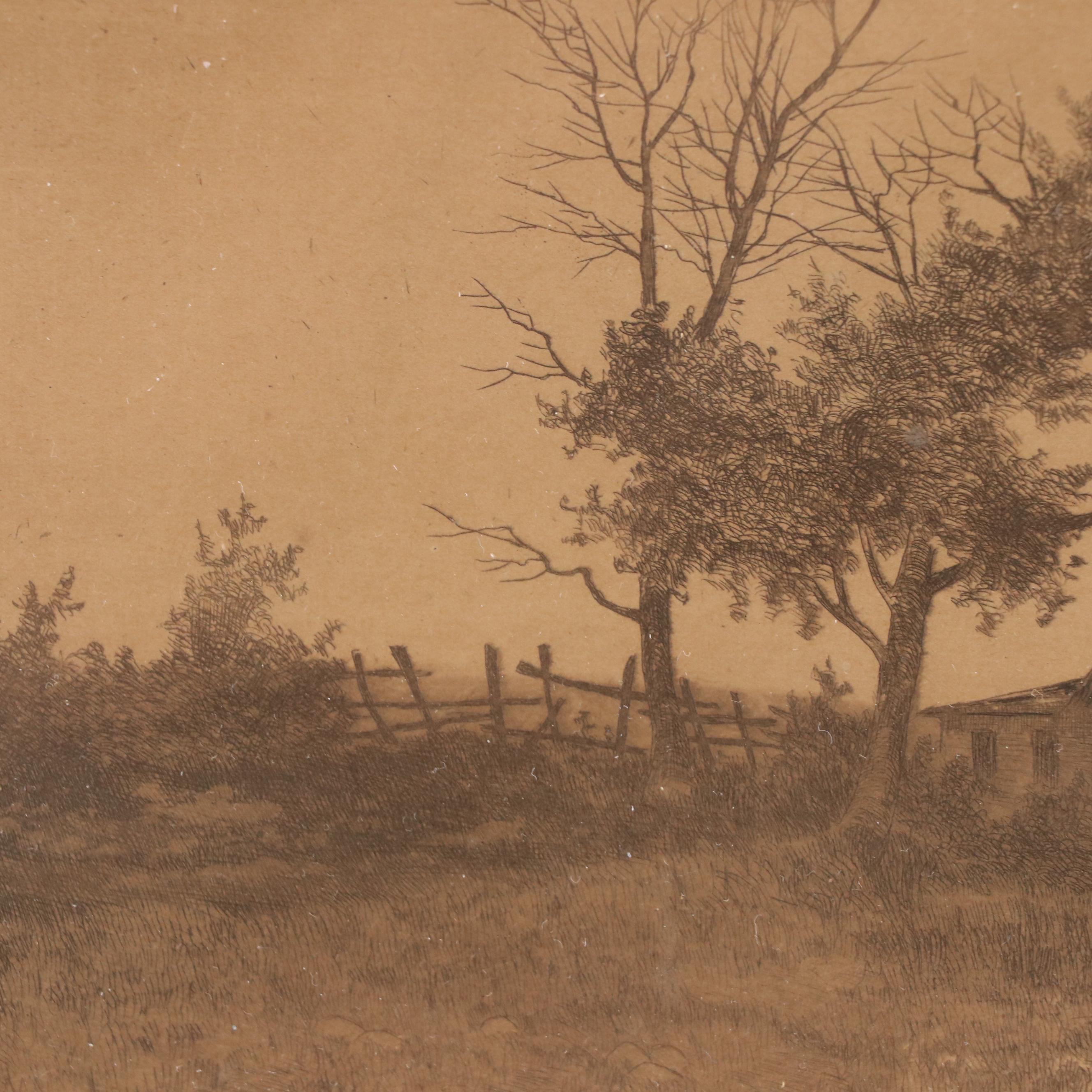 Etching "Suburban Shanty," Late 19th Century