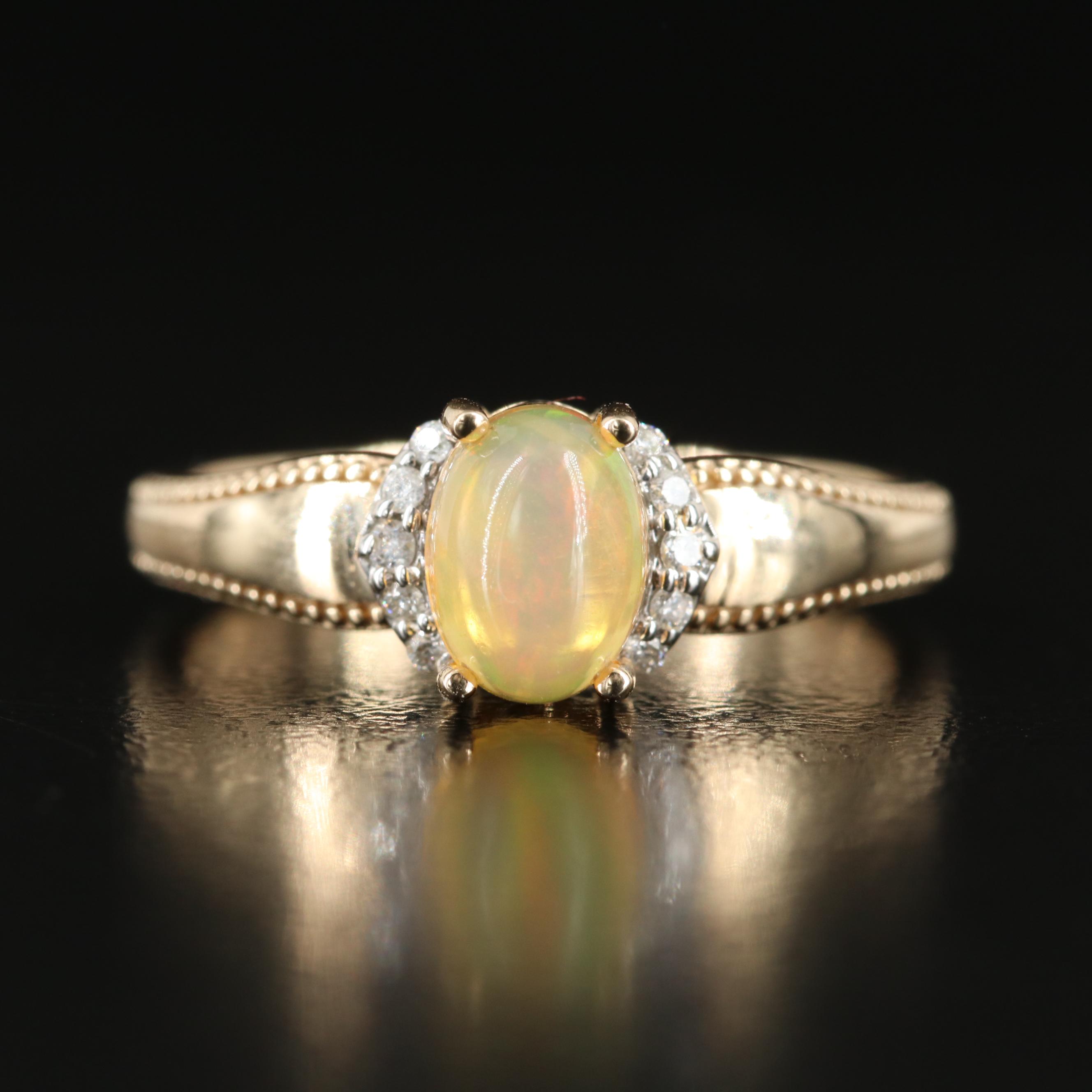 10K Opal and Diamond Ring