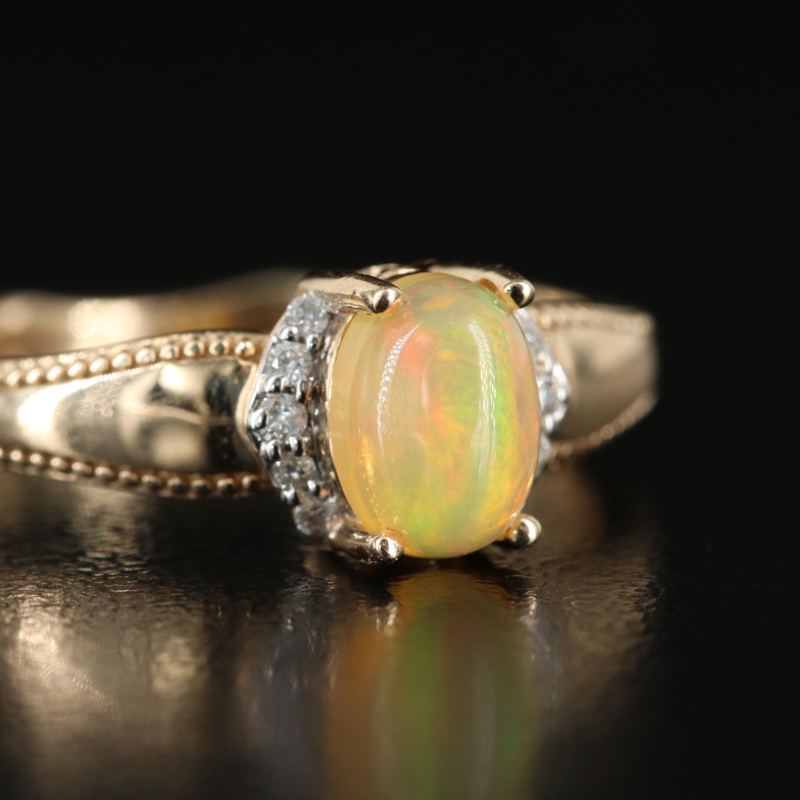 10K Opal and Diamond Ring