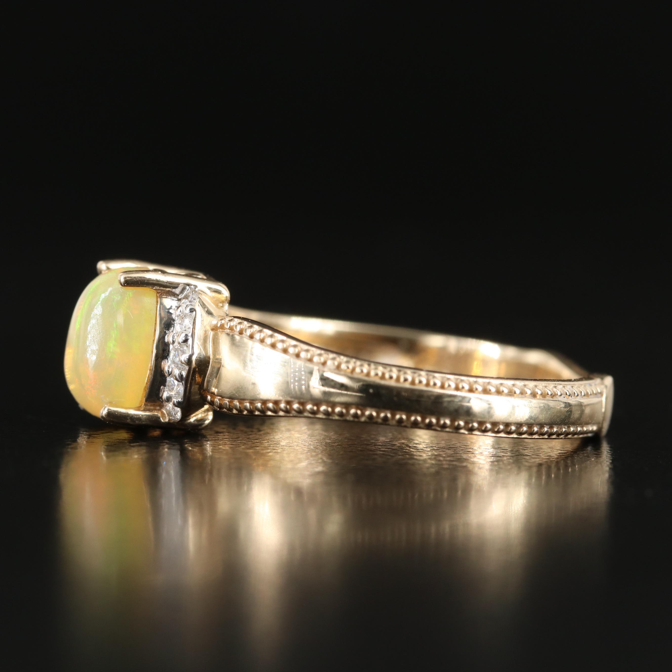 10K Opal and Diamond Ring